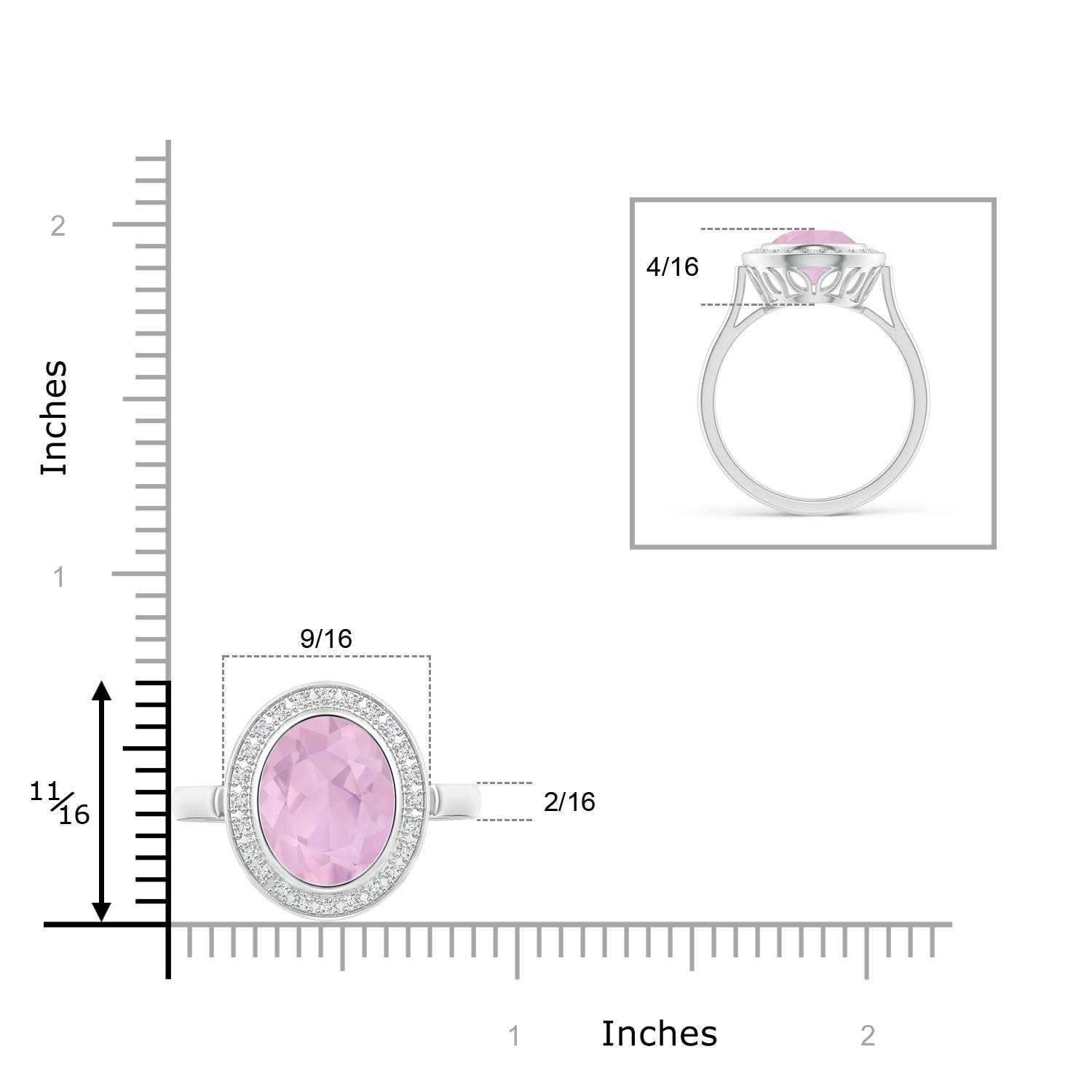 AAAA - Rose Quartz / 3.44 CT / 14 KT White Gold