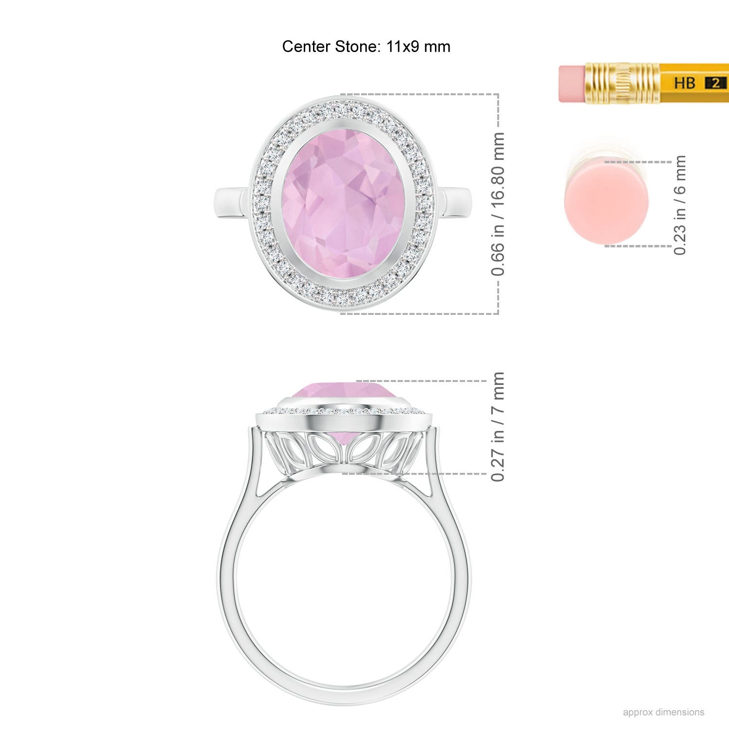 AAAA - Rose Quartz / 3.44 CT / 14 KT White Gold