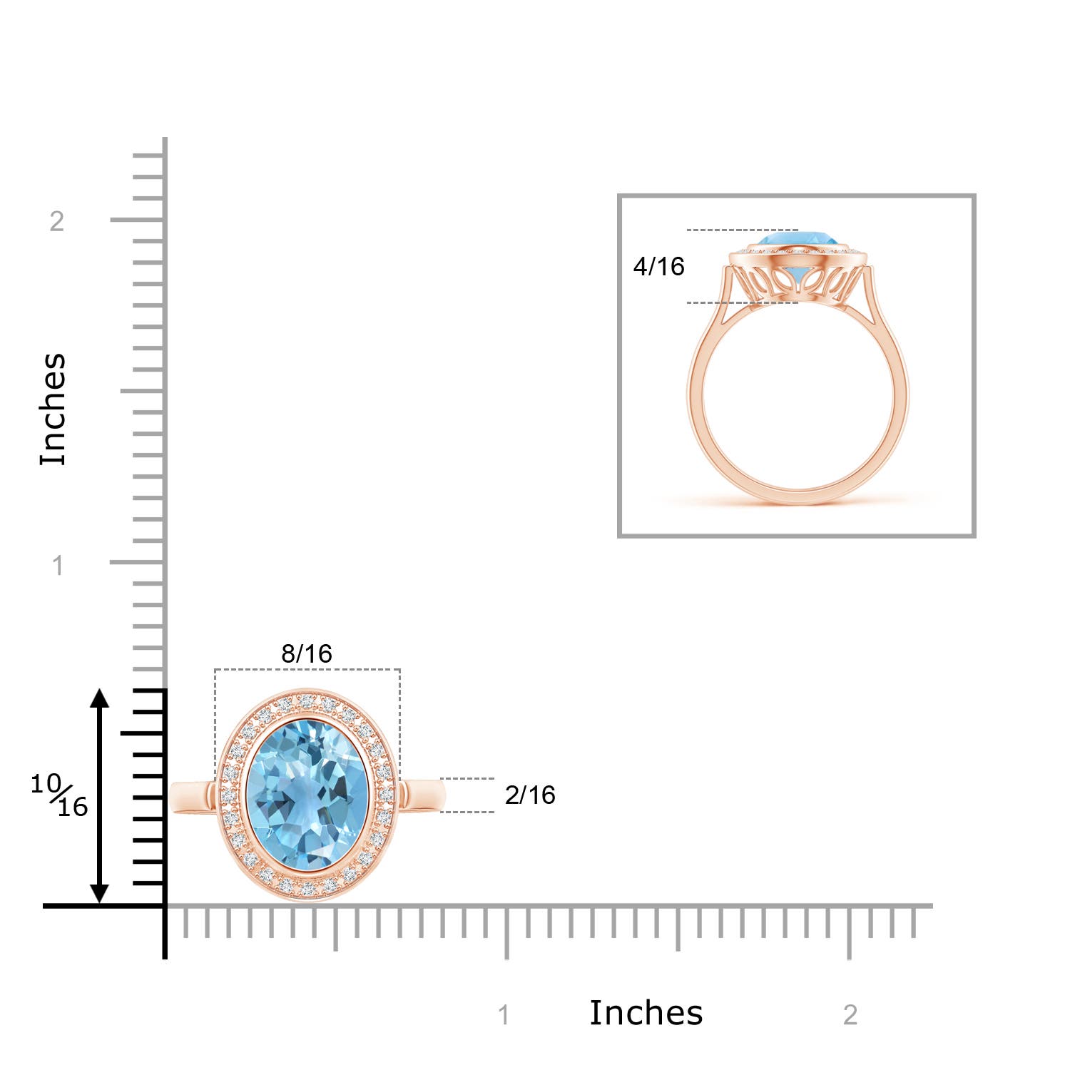 A - Swiss Blue Topaz / 3.41 CT / 14 KT Rose Gold