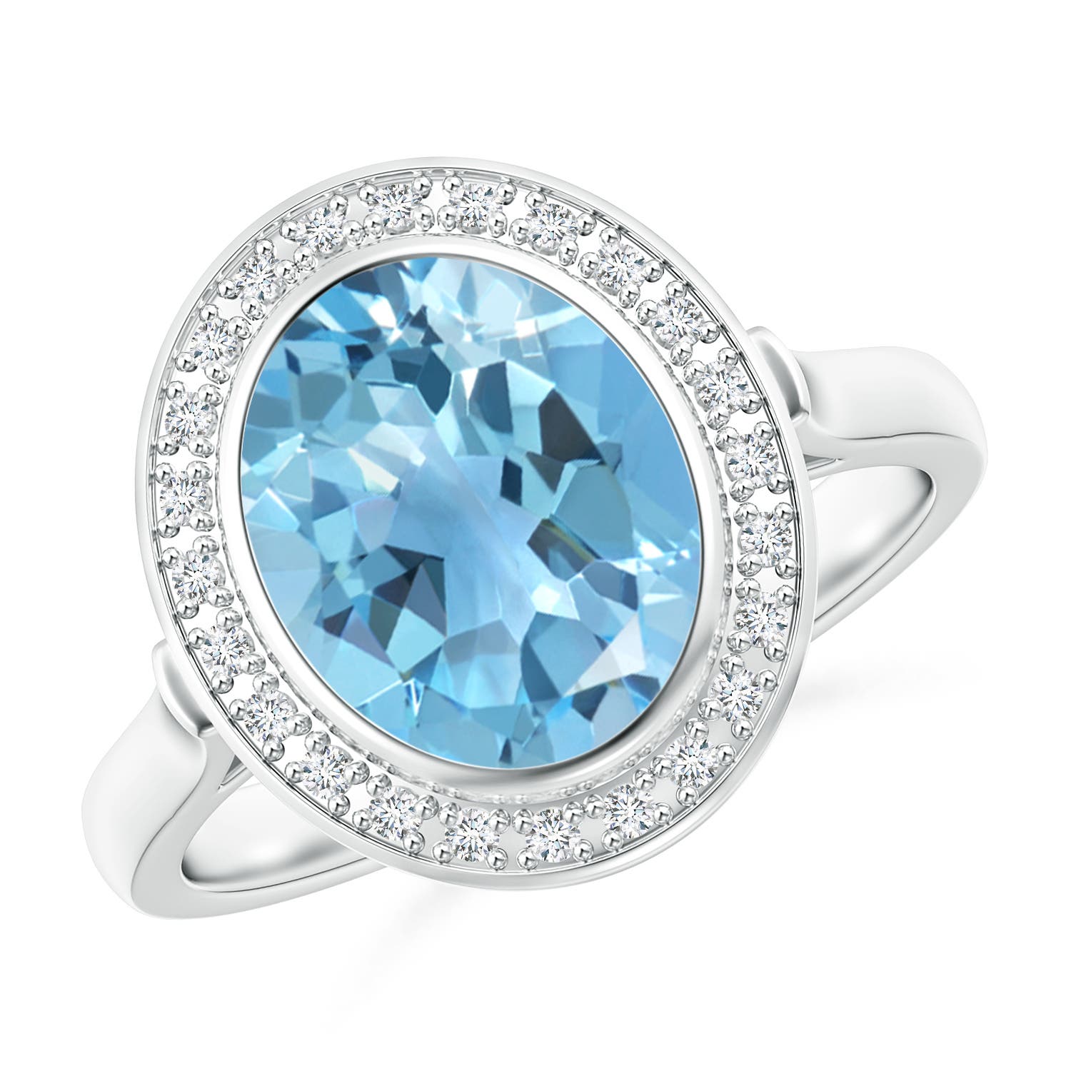 A - Swiss Blue Topaz / 3.41 CT / 14 KT White Gold