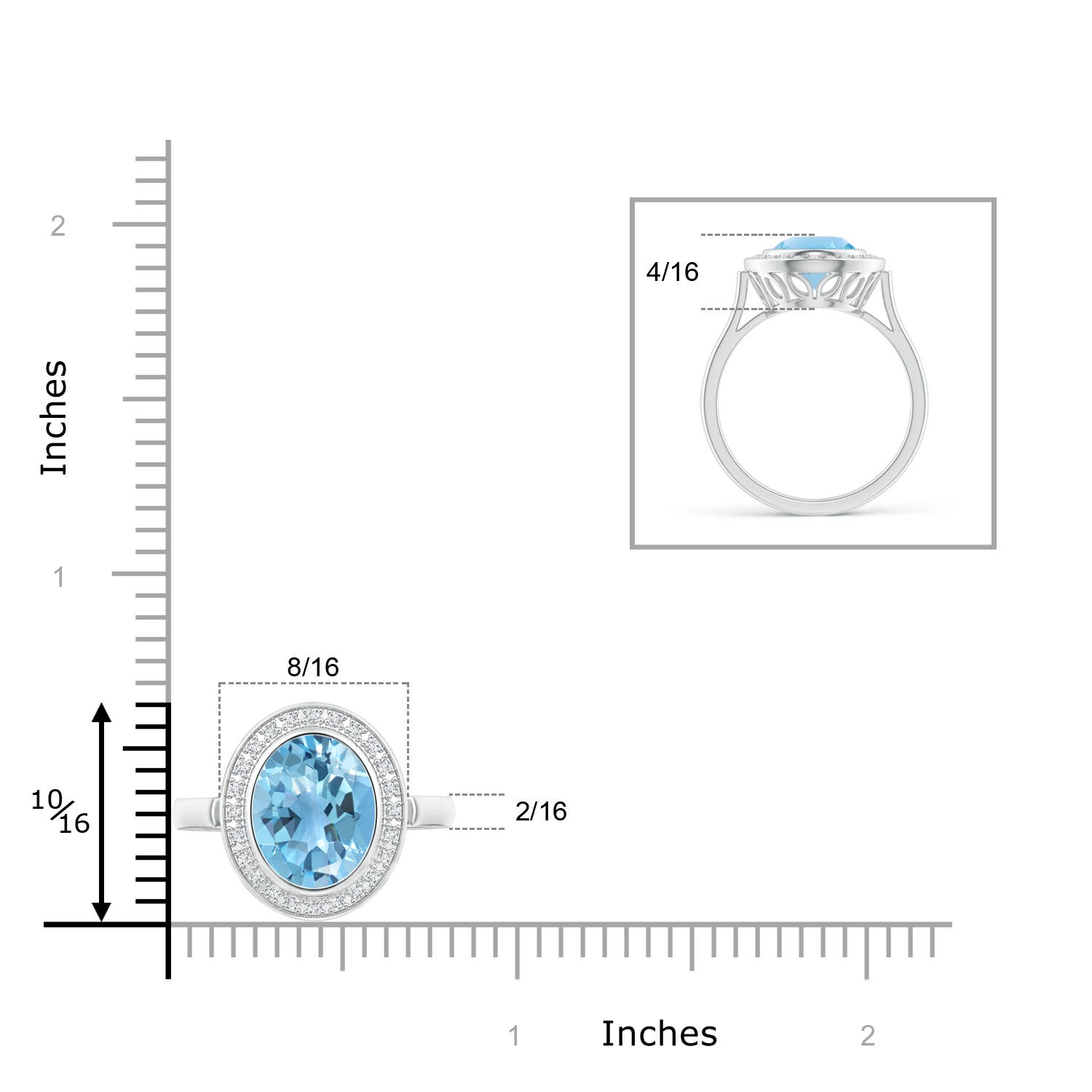 A - Swiss Blue Topaz / 3.41 CT / 14 KT White Gold