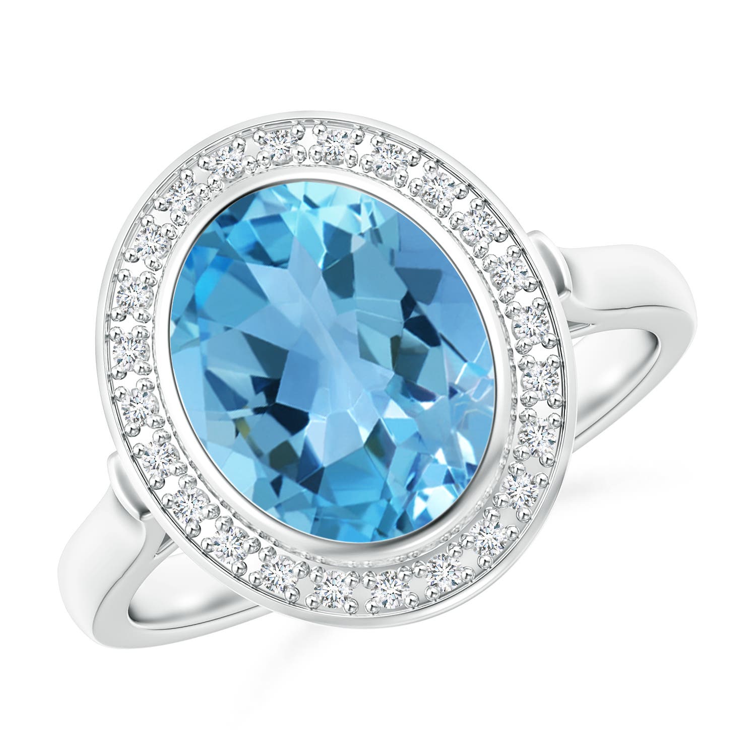 AA - Swiss Blue Topaz / 3.41 CT / 14 KT White Gold