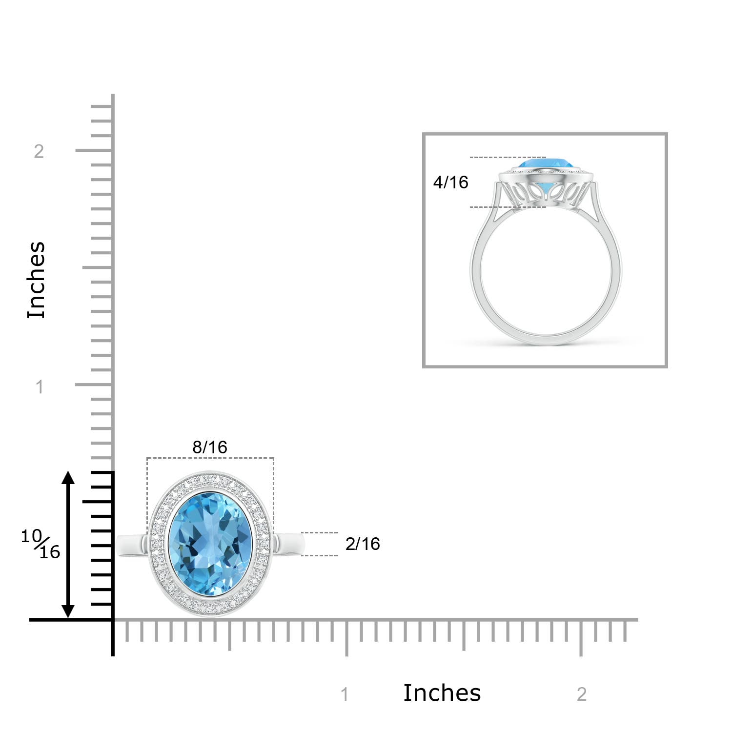 AA - Swiss Blue Topaz / 3.41 CT / 14 KT White Gold