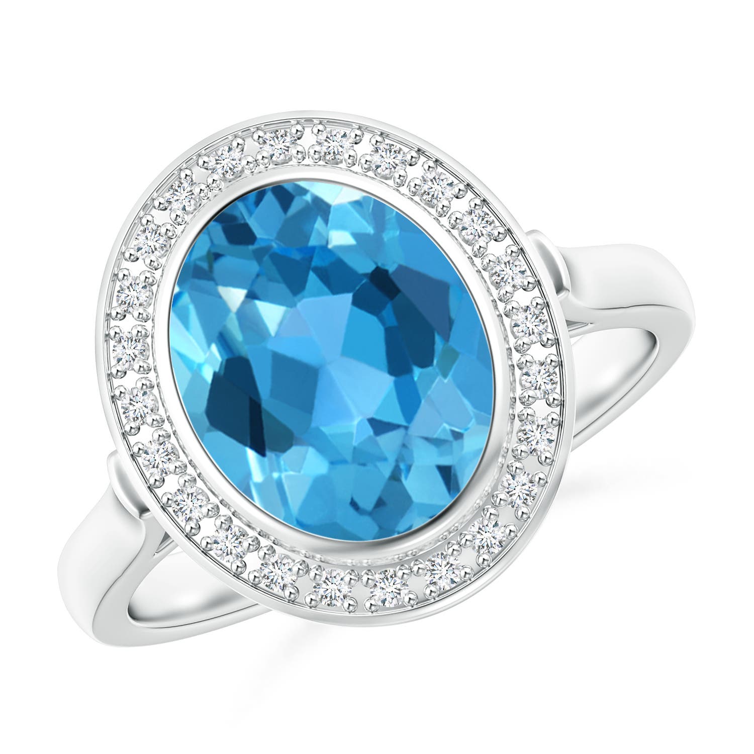 AAA - Swiss Blue Topaz / 3.41 CT / 14 KT White Gold