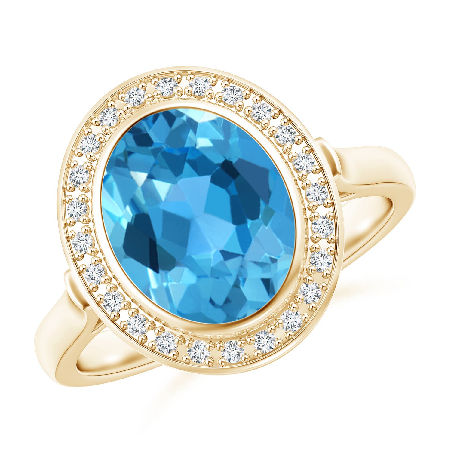 AAA - Swiss Blue Topaz / 3.41 CT / 14 KT Yellow Gold