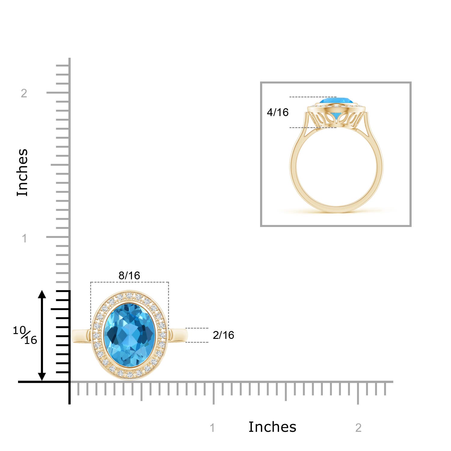 AAA - Swiss Blue Topaz / 3.41 CT / 14 KT Yellow Gold