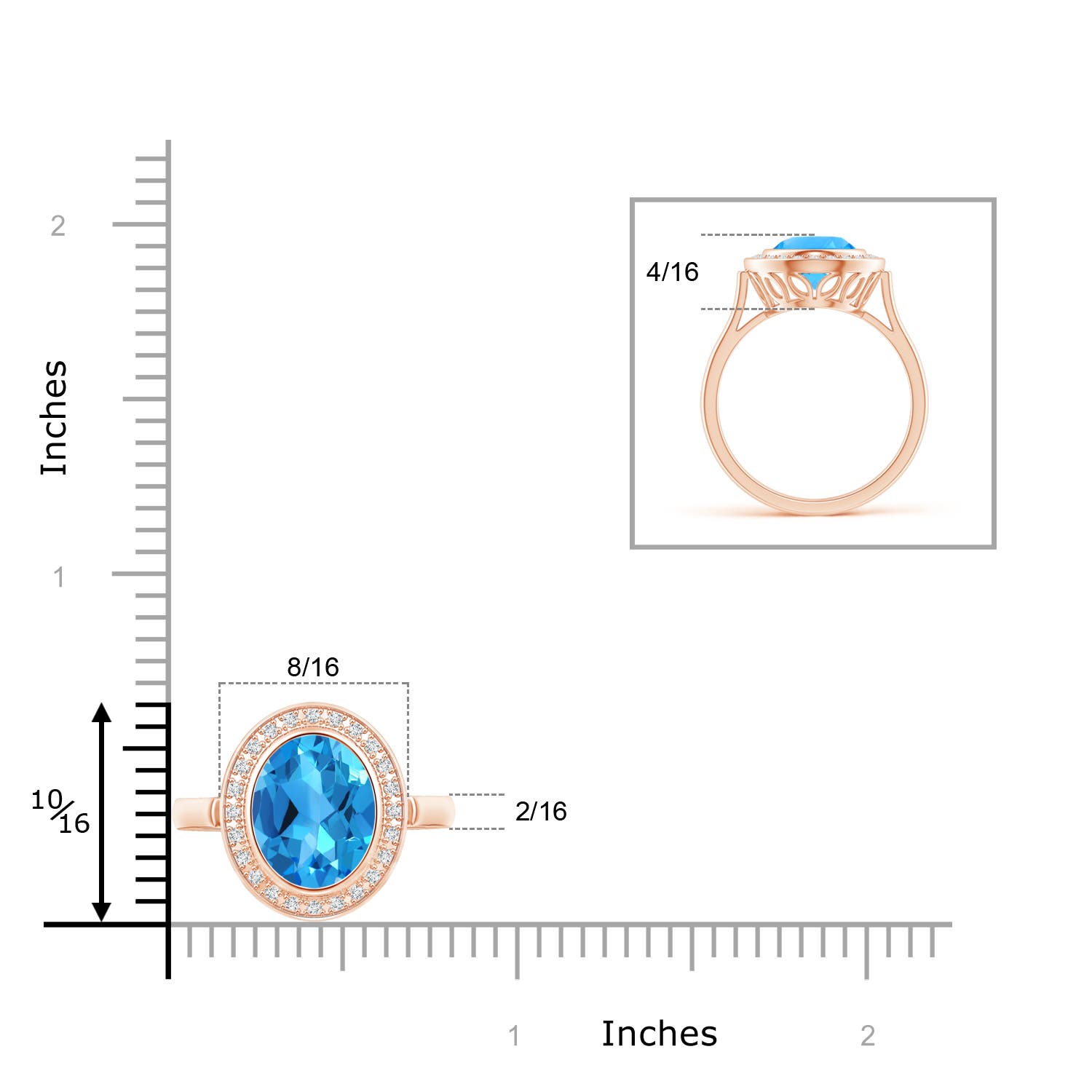 AAAA - Swiss Blue Topaz / 3.41 CT / 14 KT Rose Gold