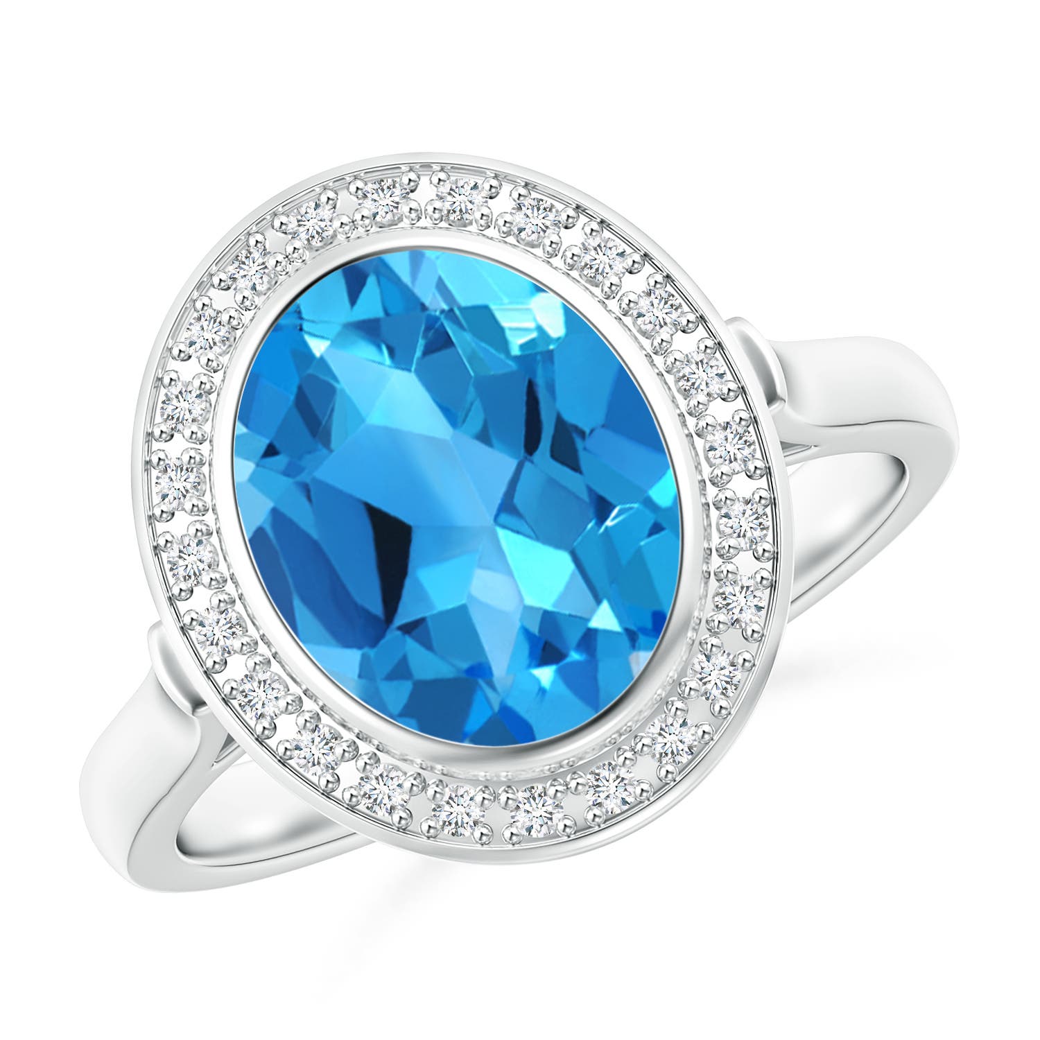 AAAA - Swiss Blue Topaz / 3.41 CT / 14 KT White Gold