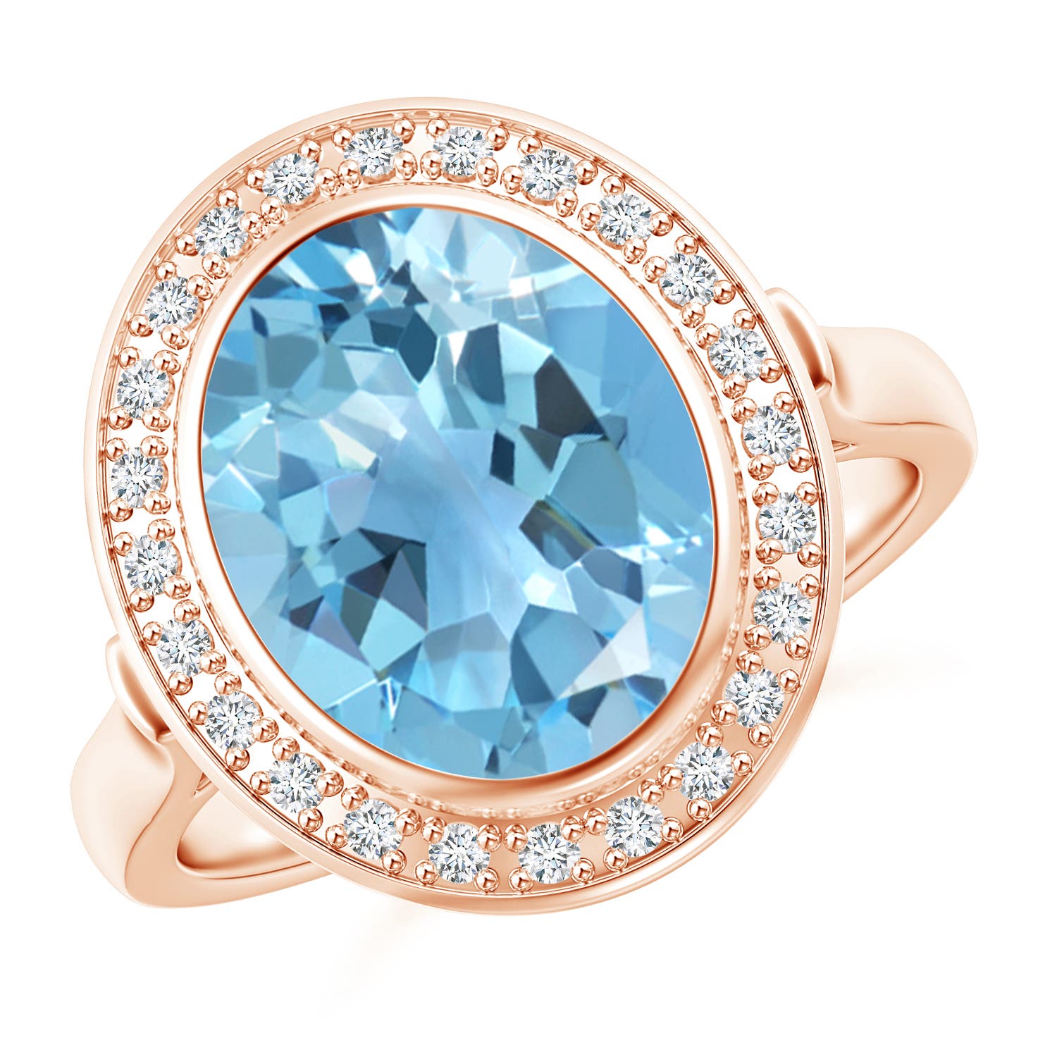 A - Swiss Blue Topaz / 4.89 CT / 14 KT Rose Gold