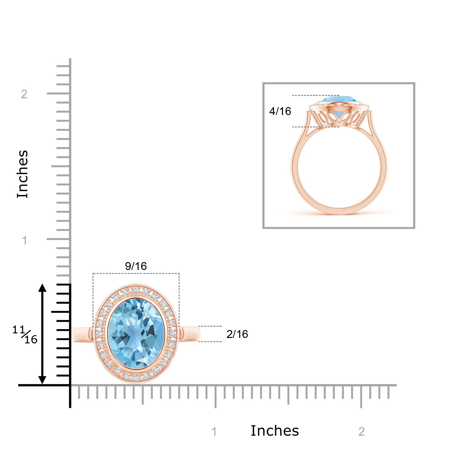 A - Swiss Blue Topaz / 4.89 CT / 14 KT Rose Gold