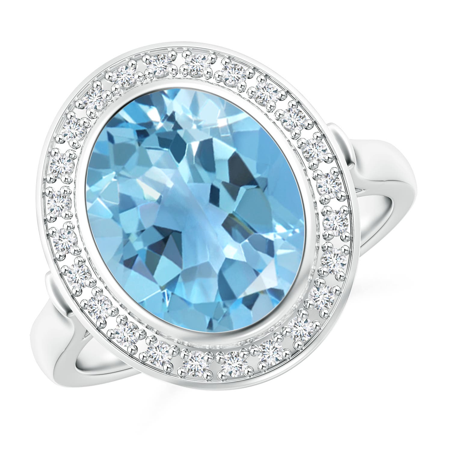 A - Swiss Blue Topaz / 4.89 CT / 14 KT White Gold