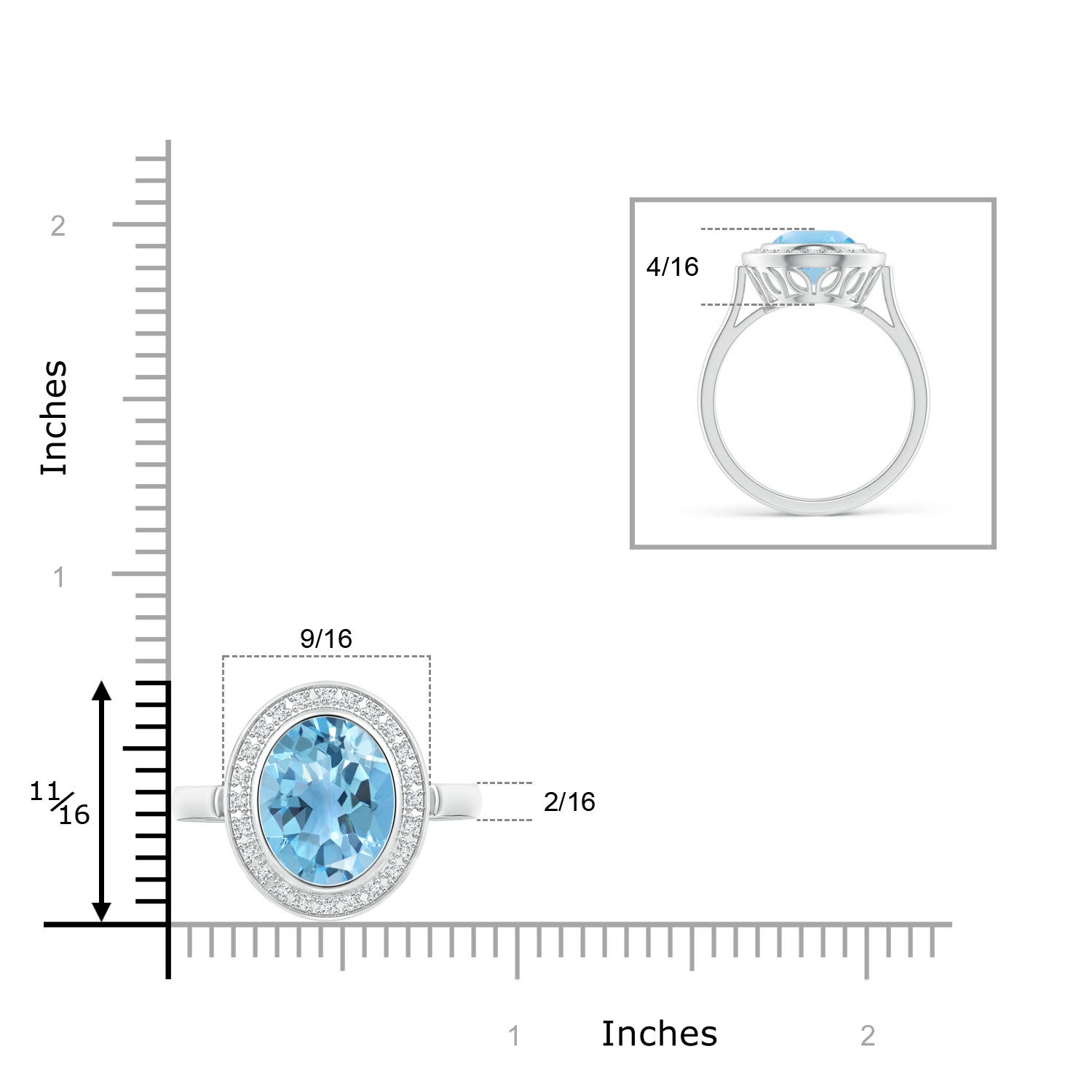 A - Swiss Blue Topaz / 4.89 CT / 14 KT White Gold