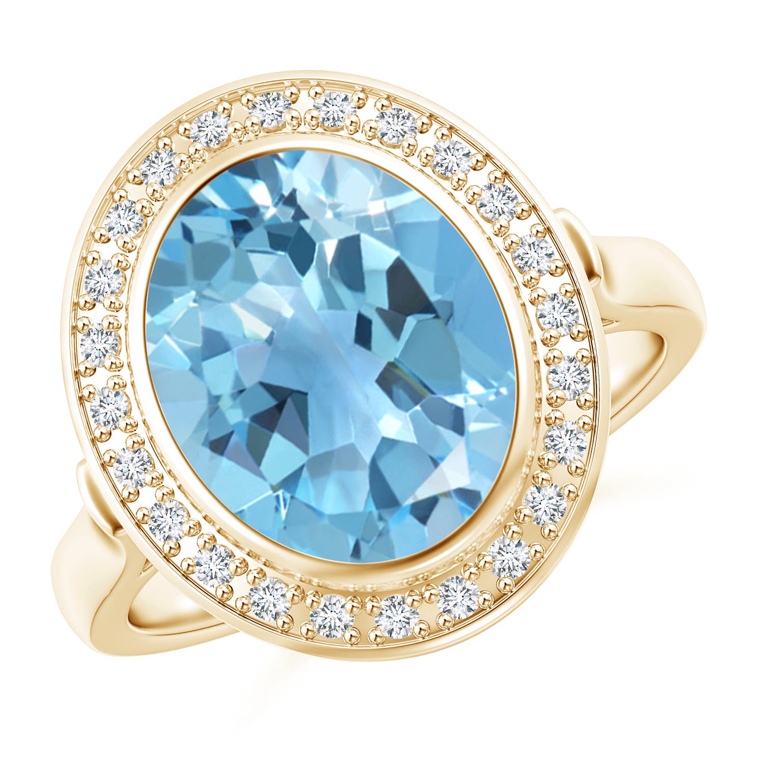 A - Swiss Blue Topaz / 4.89 CT / 14 KT Yellow Gold