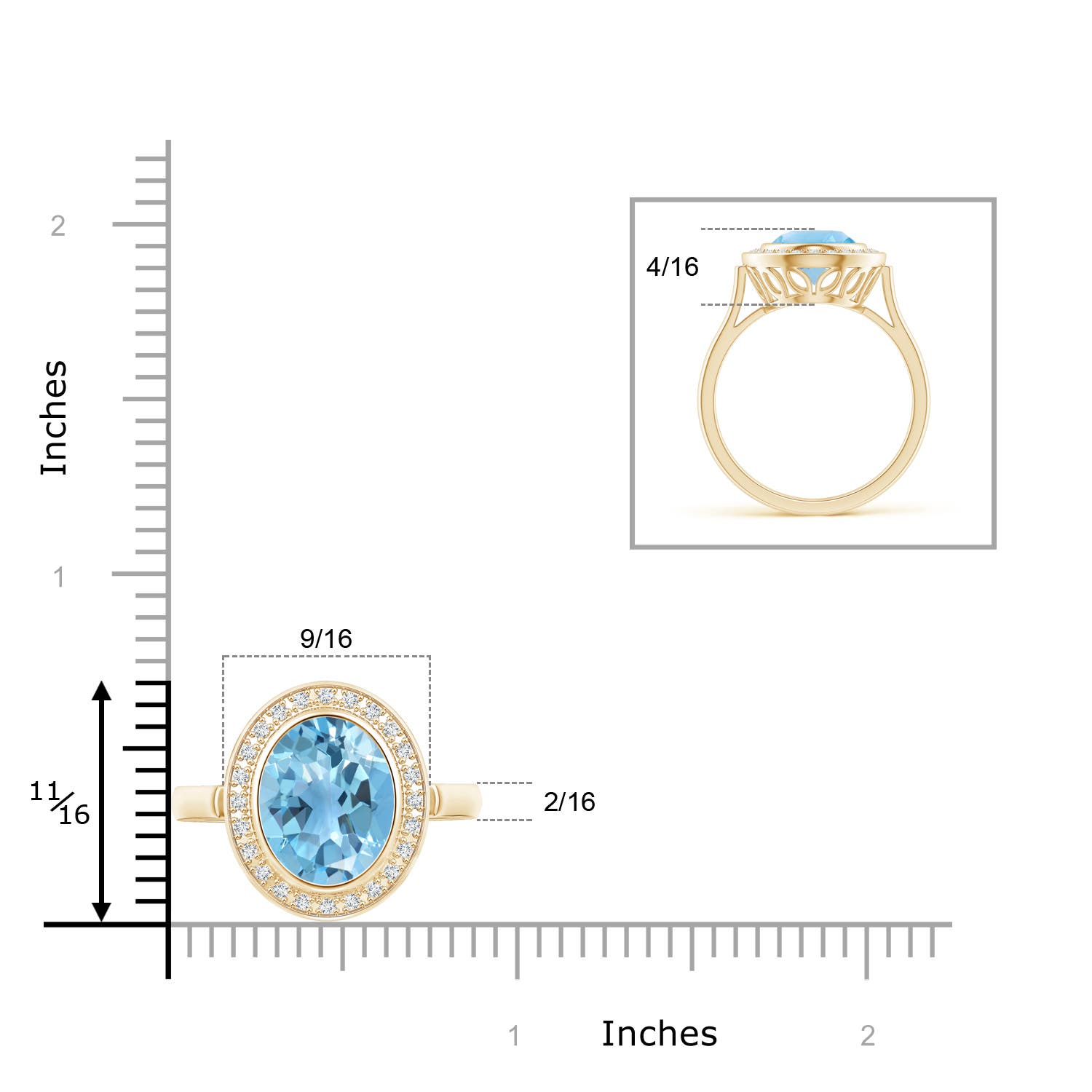 A - Swiss Blue Topaz / 4.89 CT / 14 KT Yellow Gold