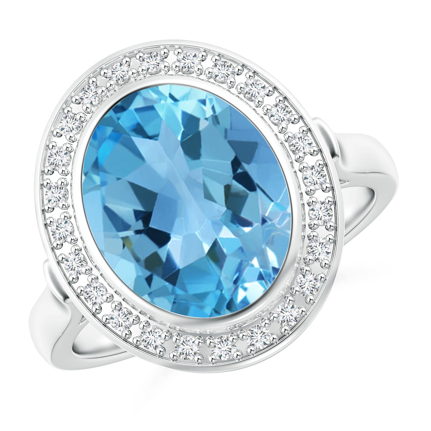 AA - Swiss Blue Topaz / 4.89 CT / 14 KT White Gold