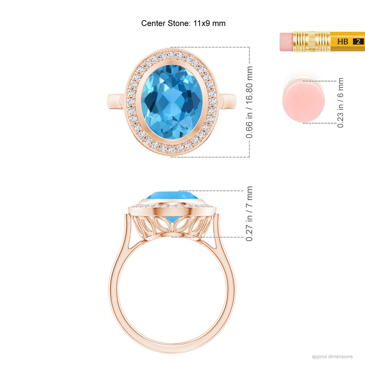 AAA - Swiss Blue Topaz / 4.89 CT / 14 KT Rose Gold