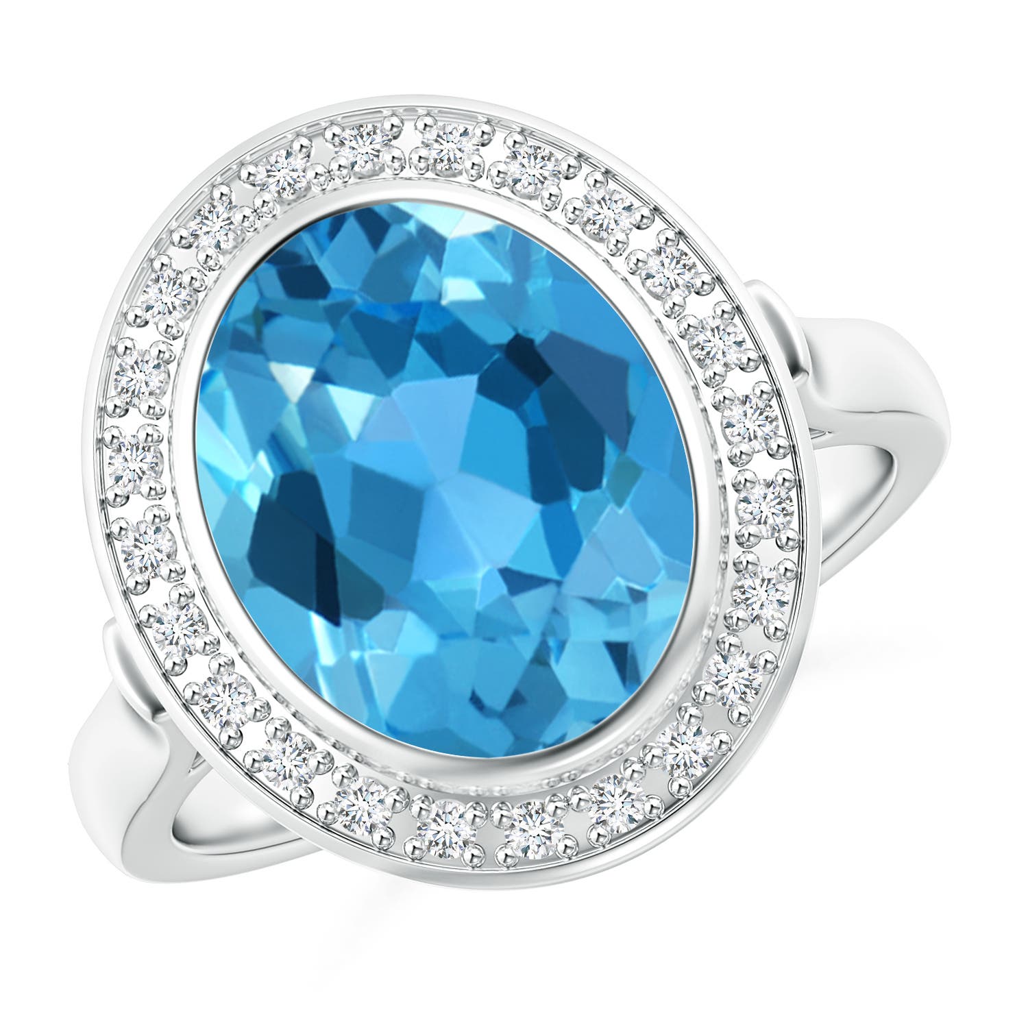 AAA - Swiss Blue Topaz / 4.89 CT / 14 KT White Gold