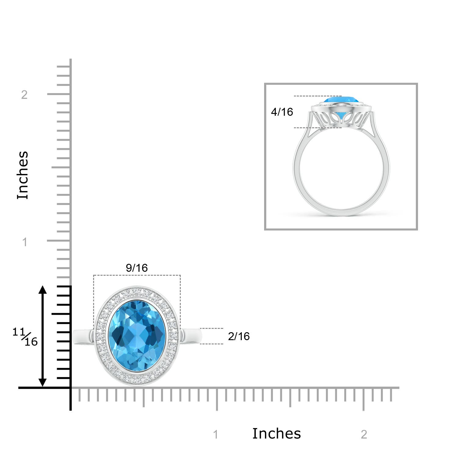 AAA - Swiss Blue Topaz / 4.89 CT / 14 KT White Gold