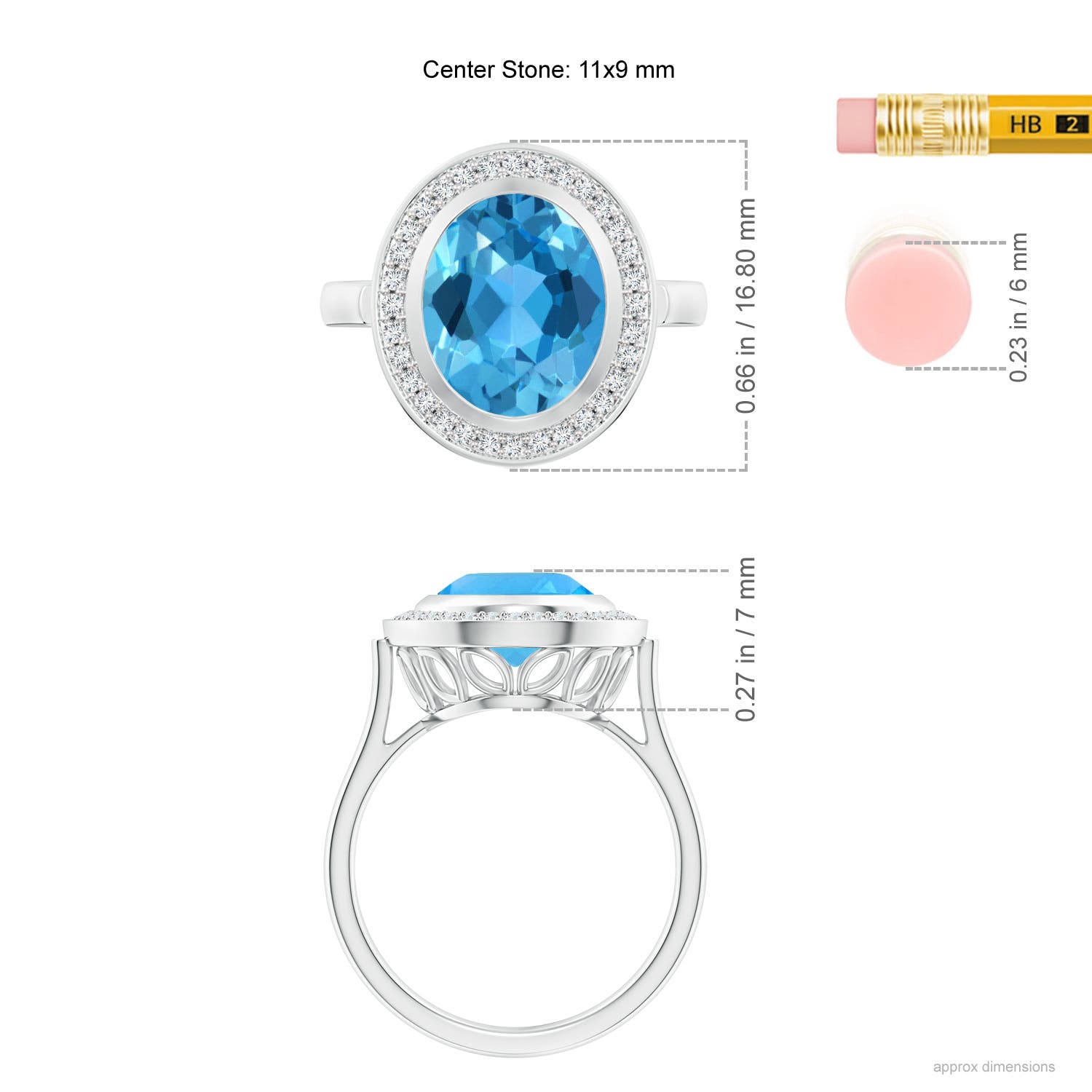 AAA - Swiss Blue Topaz / 4.89 CT / 14 KT White Gold