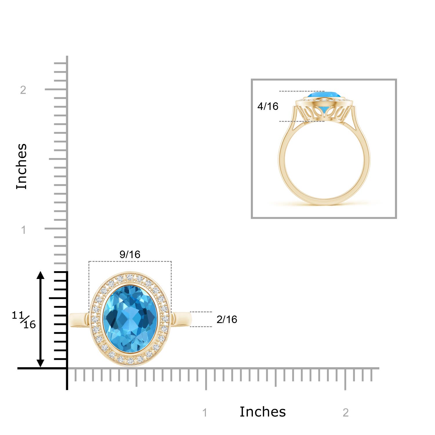 AAA - Swiss Blue Topaz / 4.89 CT / 14 KT Yellow Gold