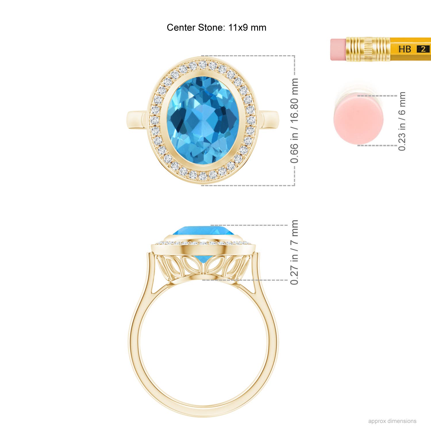 AAA - Swiss Blue Topaz / 4.89 CT / 14 KT Yellow Gold