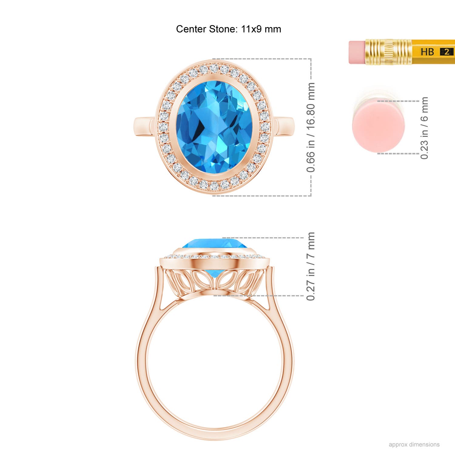 AAAA - Swiss Blue Topaz / 4.89 CT / 14 KT Rose Gold