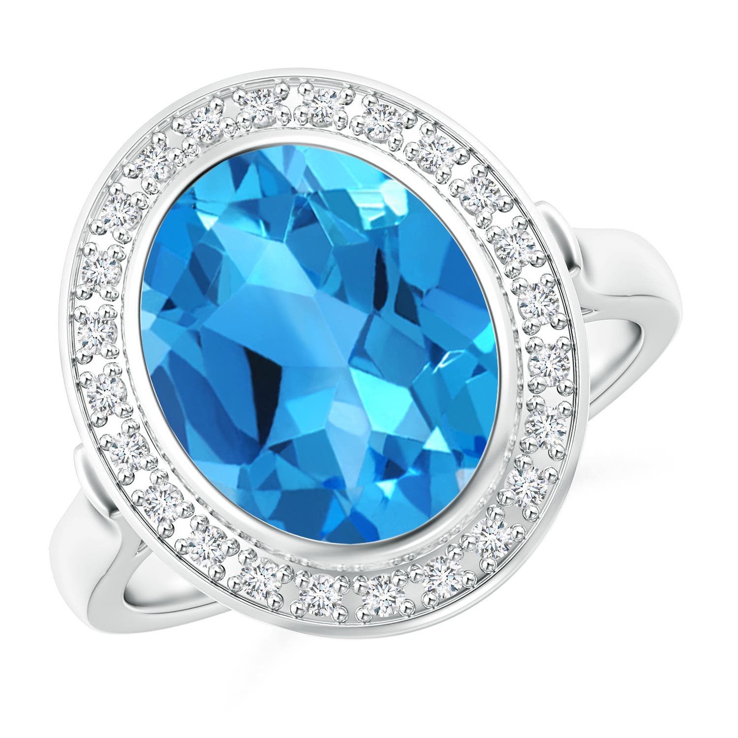 AAAA - Swiss Blue Topaz / 4.89 CT / 14 KT White Gold