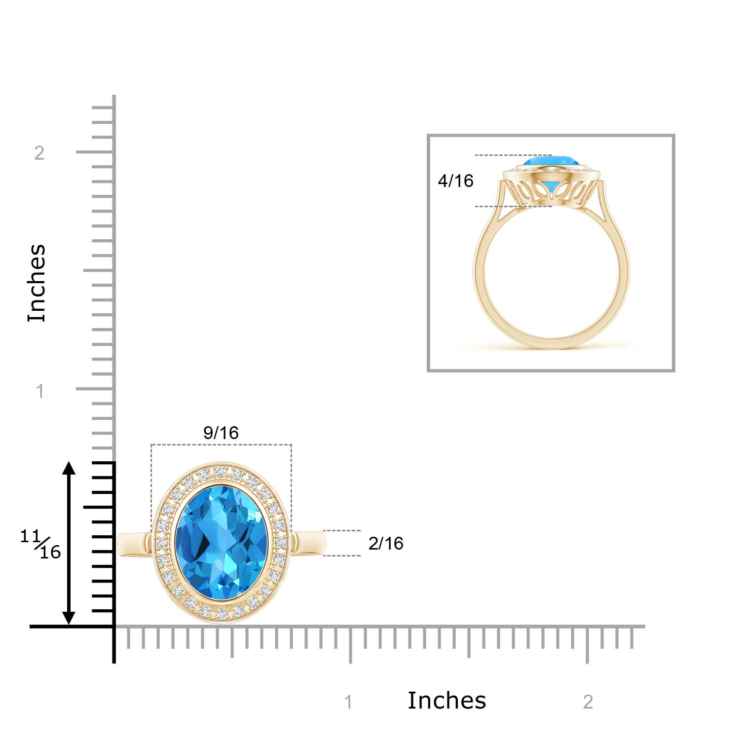 AAAA - Swiss Blue Topaz / 4.89 CT / 14 KT Yellow Gold