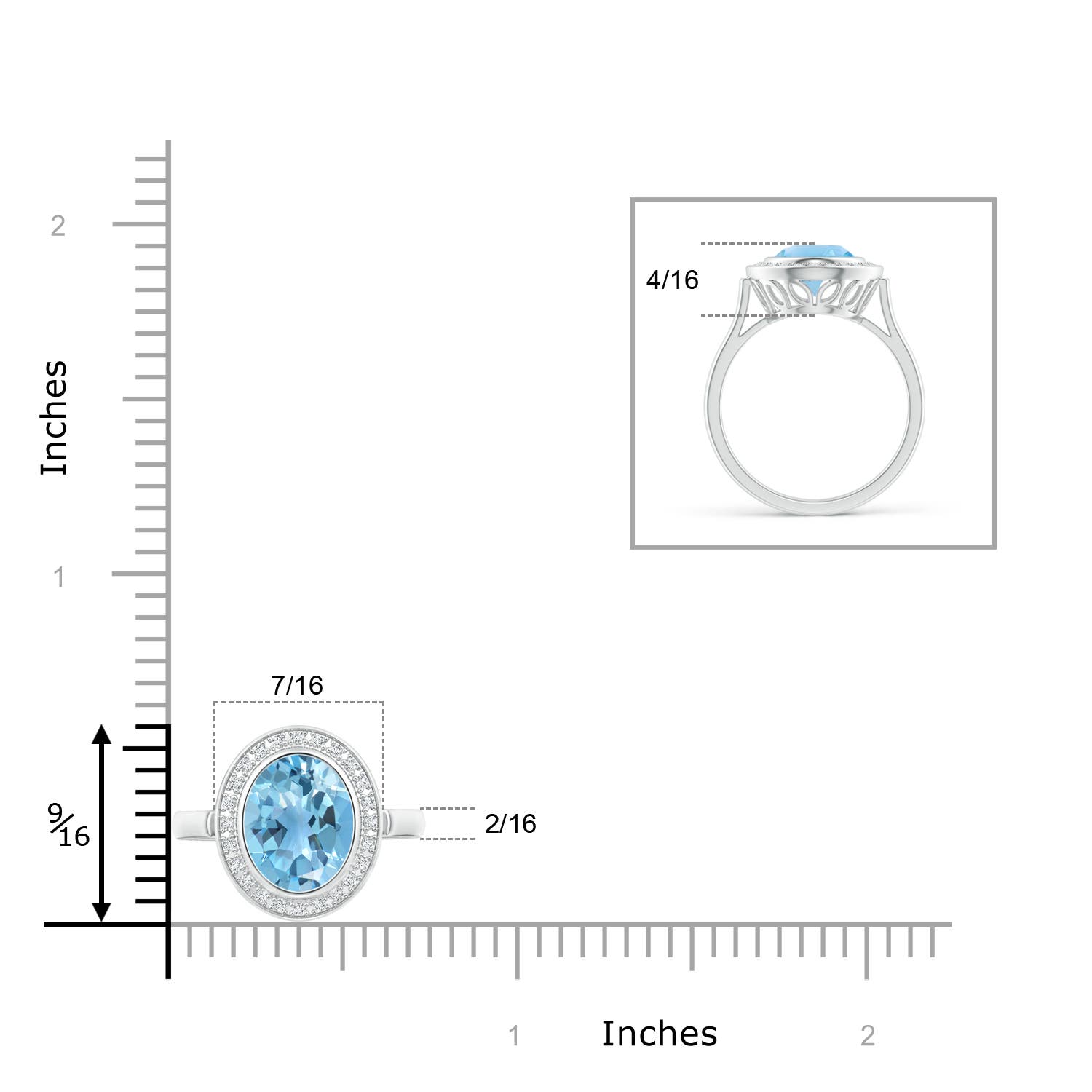 A - Swiss Blue Topaz / 2.35 CT / 14 KT White Gold