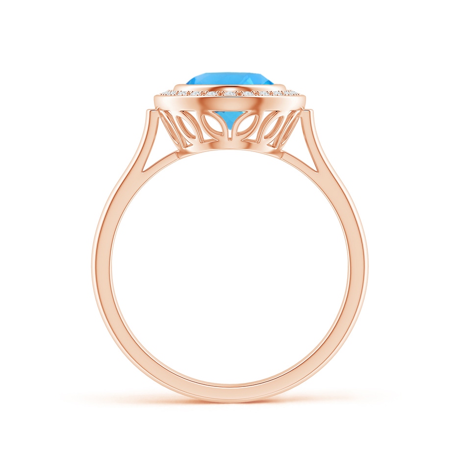 9x7mm AAA Bezel-Set Oval Swiss Blue Topaz Ring with Diamond Halo in Rose Gold product image