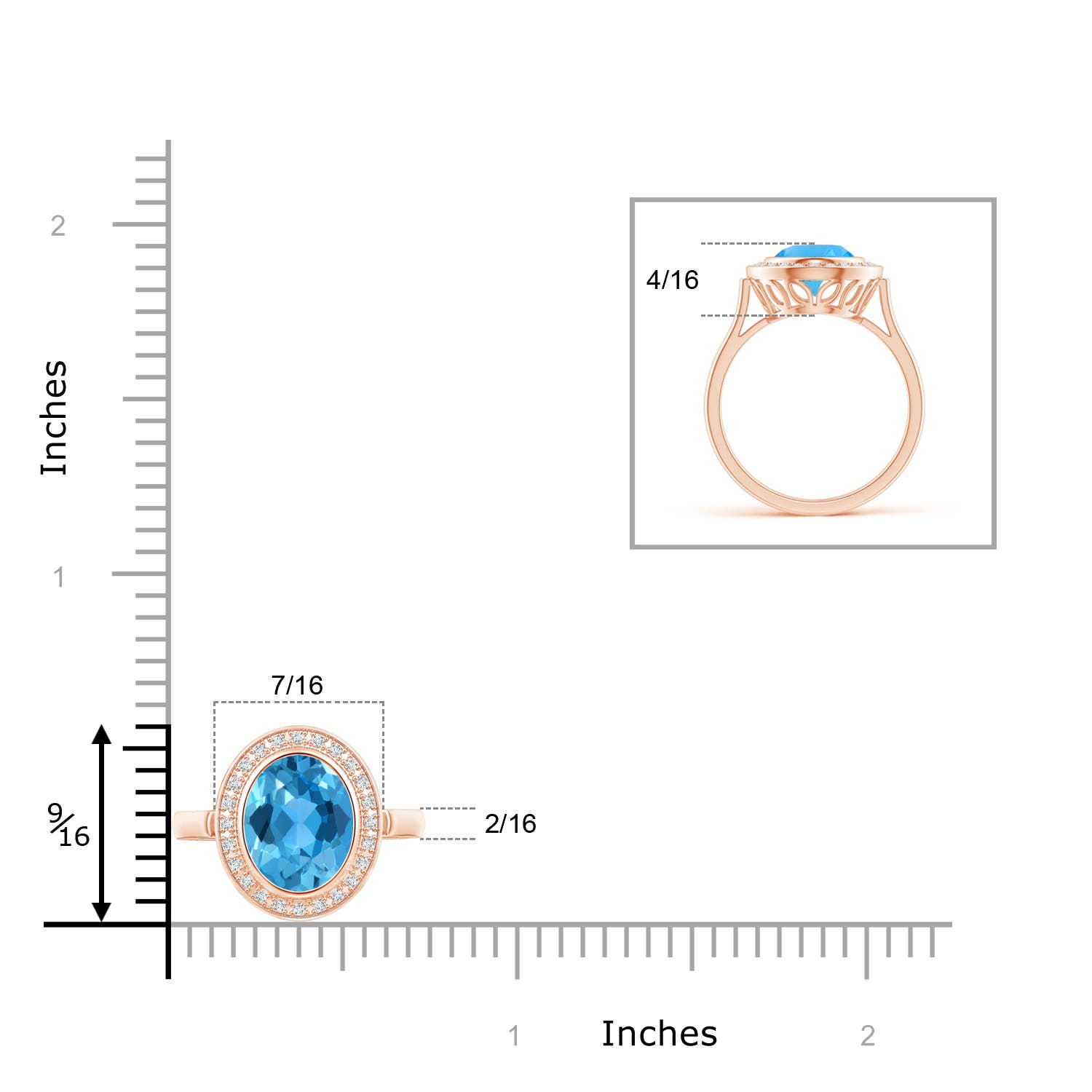 AAA - Swiss Blue Topaz / 2.35 CT / 14 KT Rose Gold