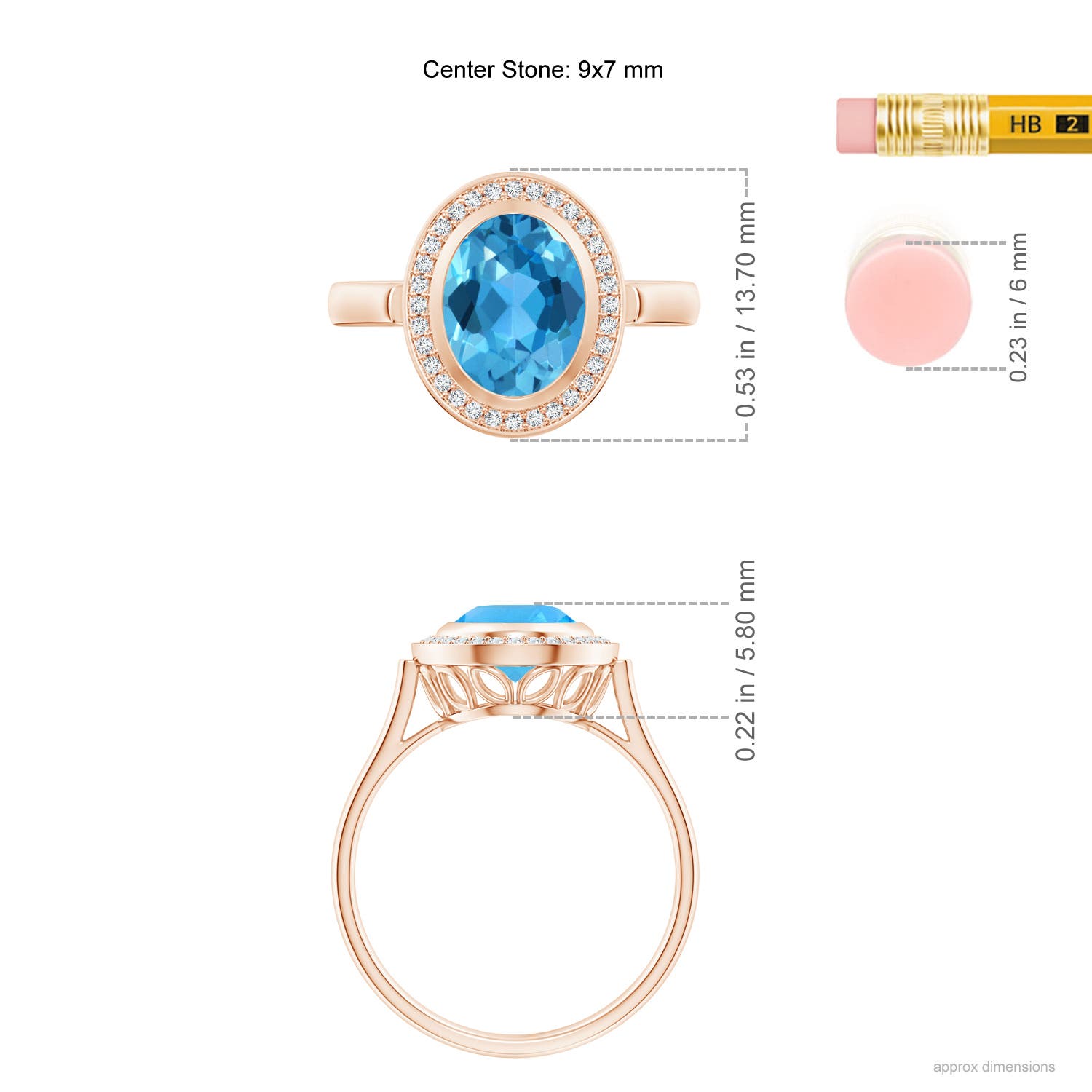 AAA - Swiss Blue Topaz / 2.35 CT / 14 KT Rose Gold