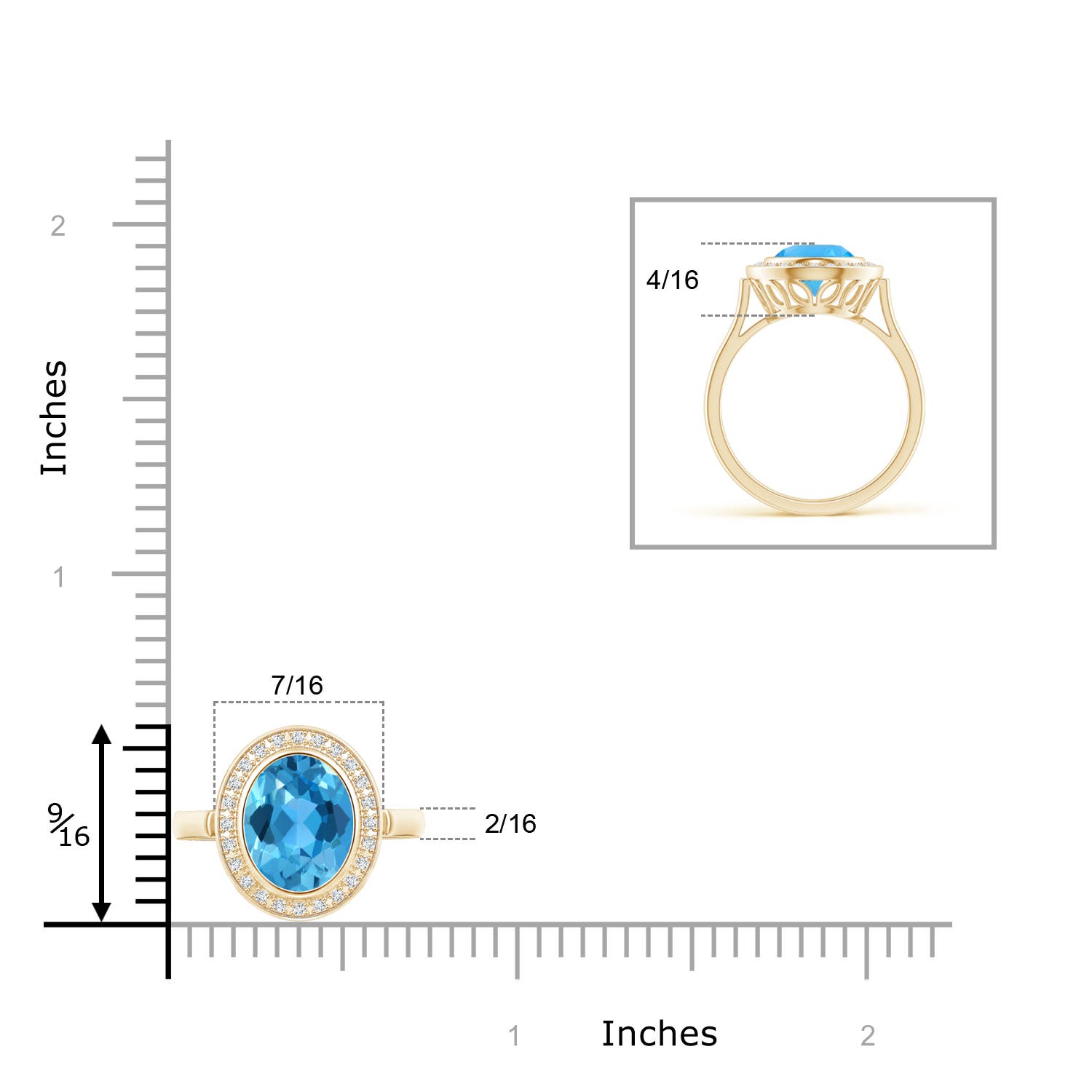 AAA - Swiss Blue Topaz / 2.35 CT / 14 KT Yellow Gold