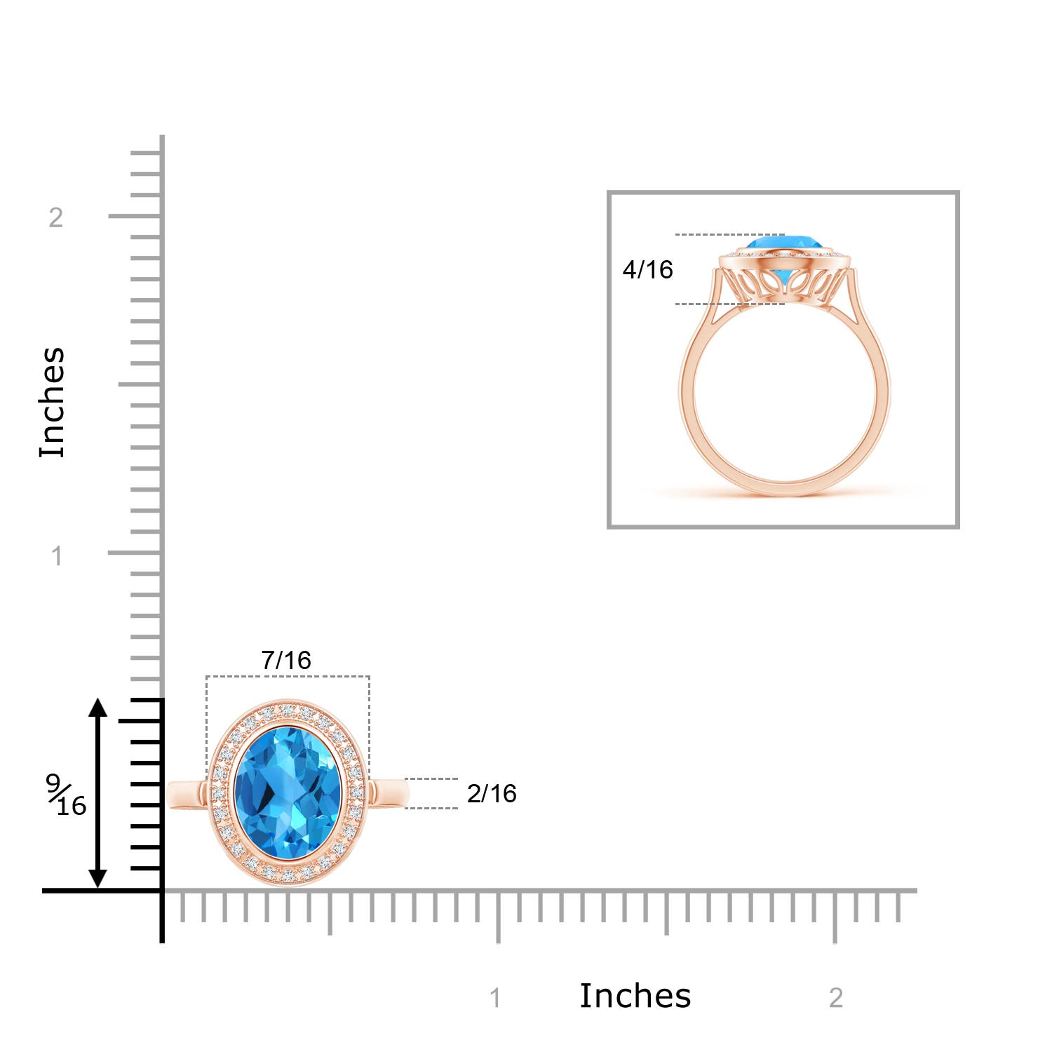 AAAA - Swiss Blue Topaz / 2.35 CT / 14 KT Rose Gold