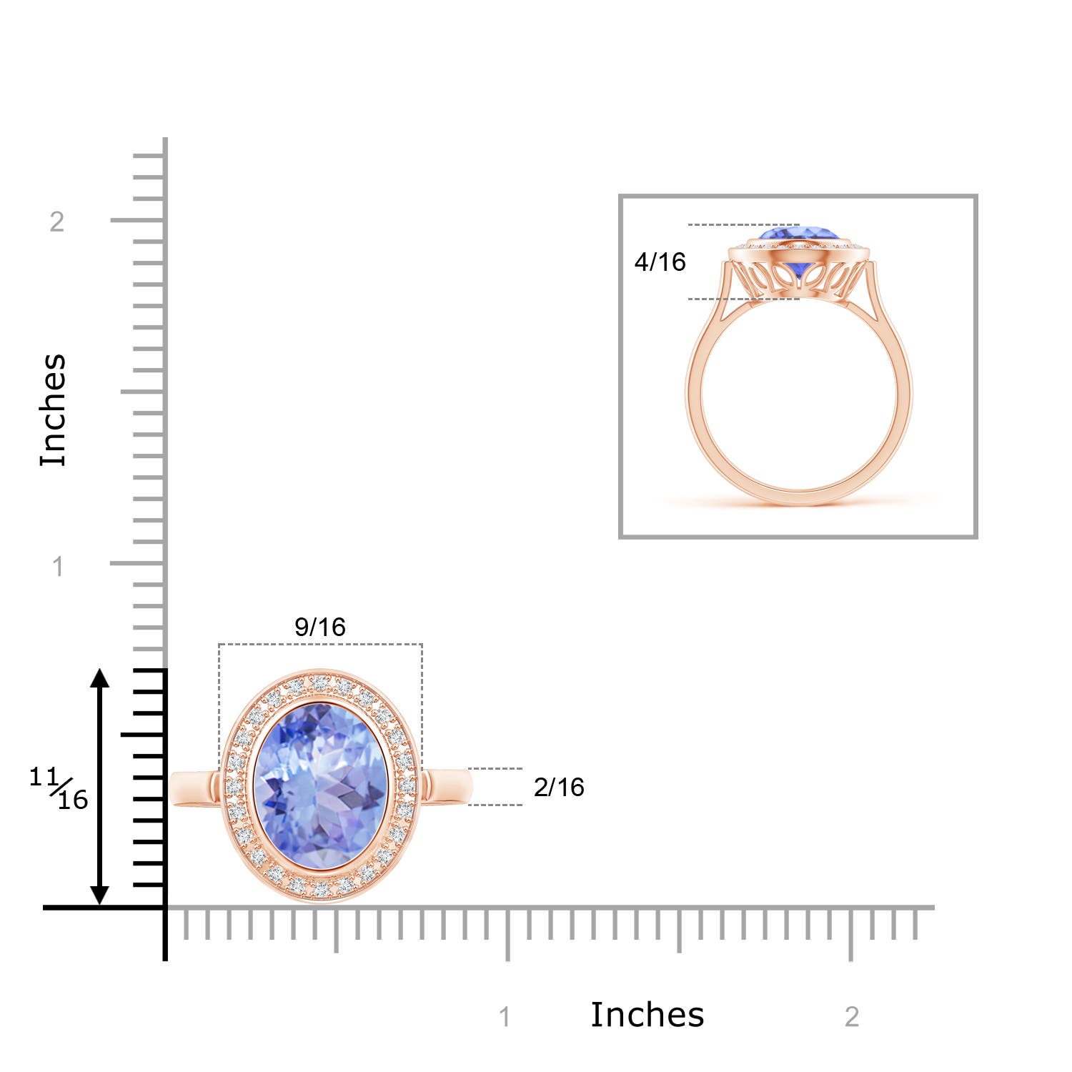 A - Tanzanite / 3.69 CT / 14 KT Rose Gold