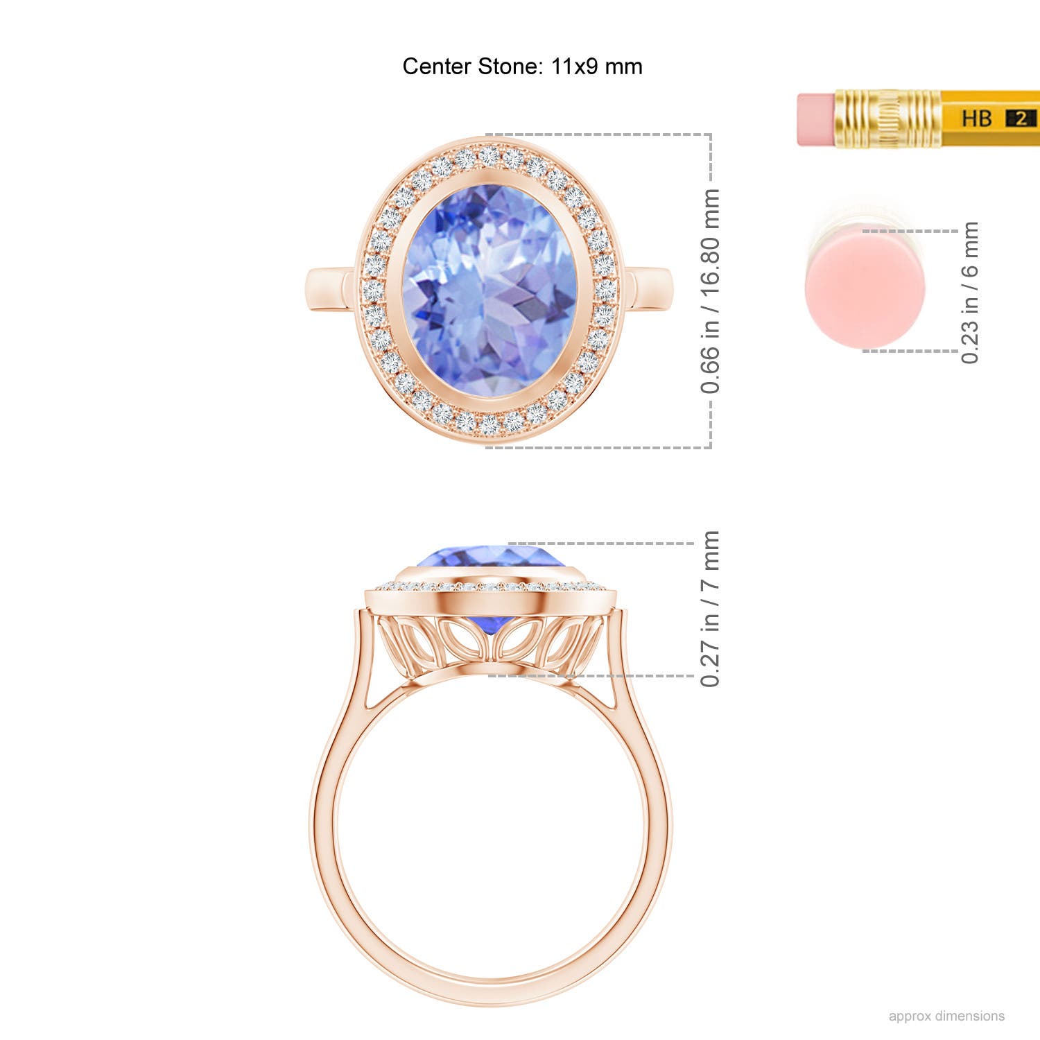 A - Tanzanite / 3.69 CT / 14 KT Rose Gold