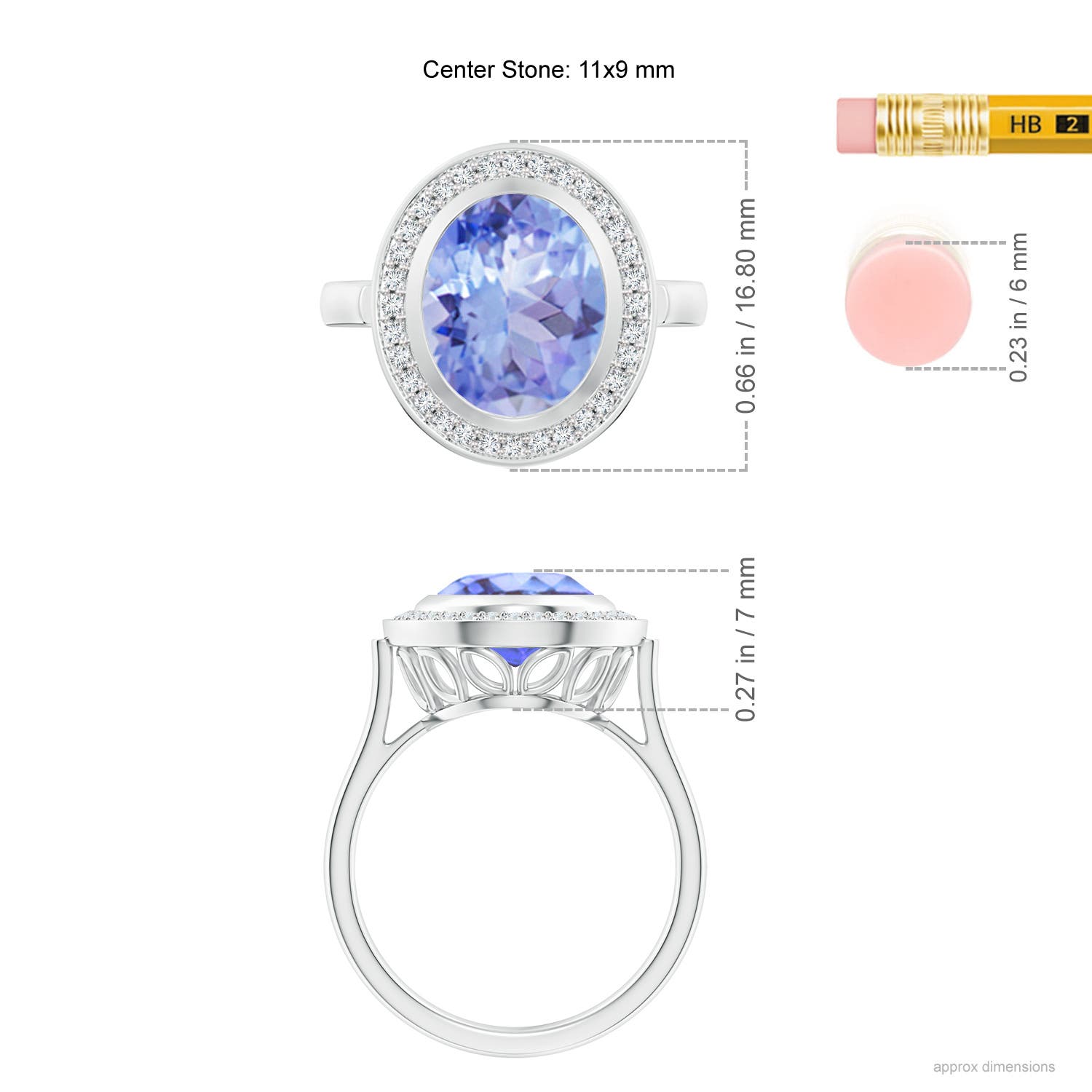 A - Tanzanite / 3.69 CT / 14 KT White Gold