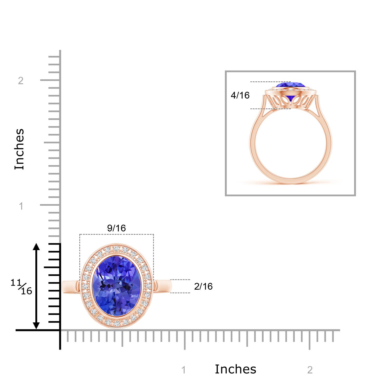 AAA - Tanzanite / 3.69 CT / 14 KT Rose Gold