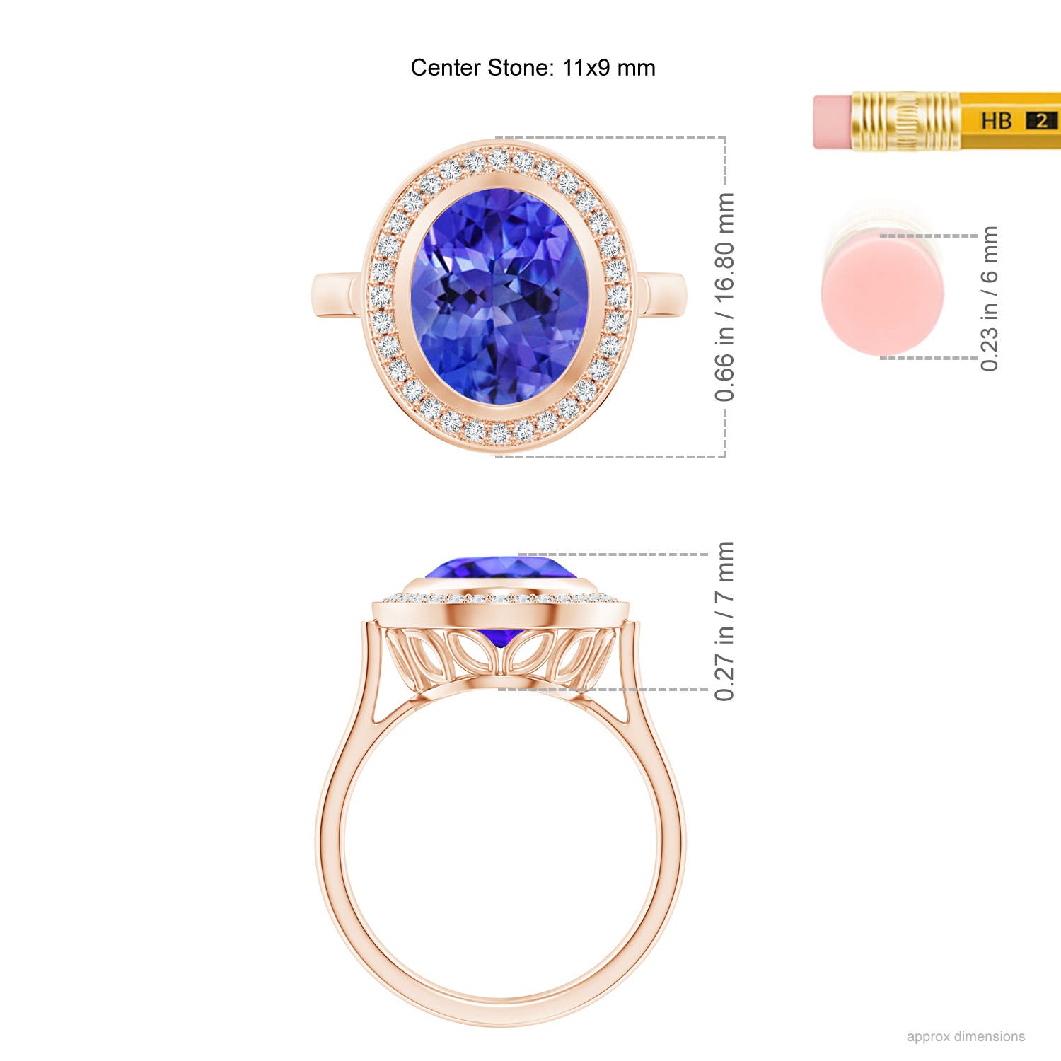 AAA - Tanzanite / 3.69 CT / 14 KT Rose Gold