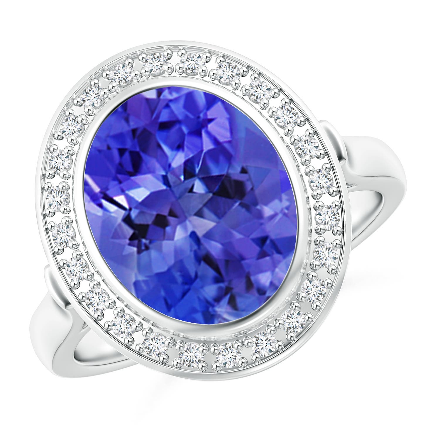 AAA - Tanzanite / 3.69 CT / 14 KT White Gold