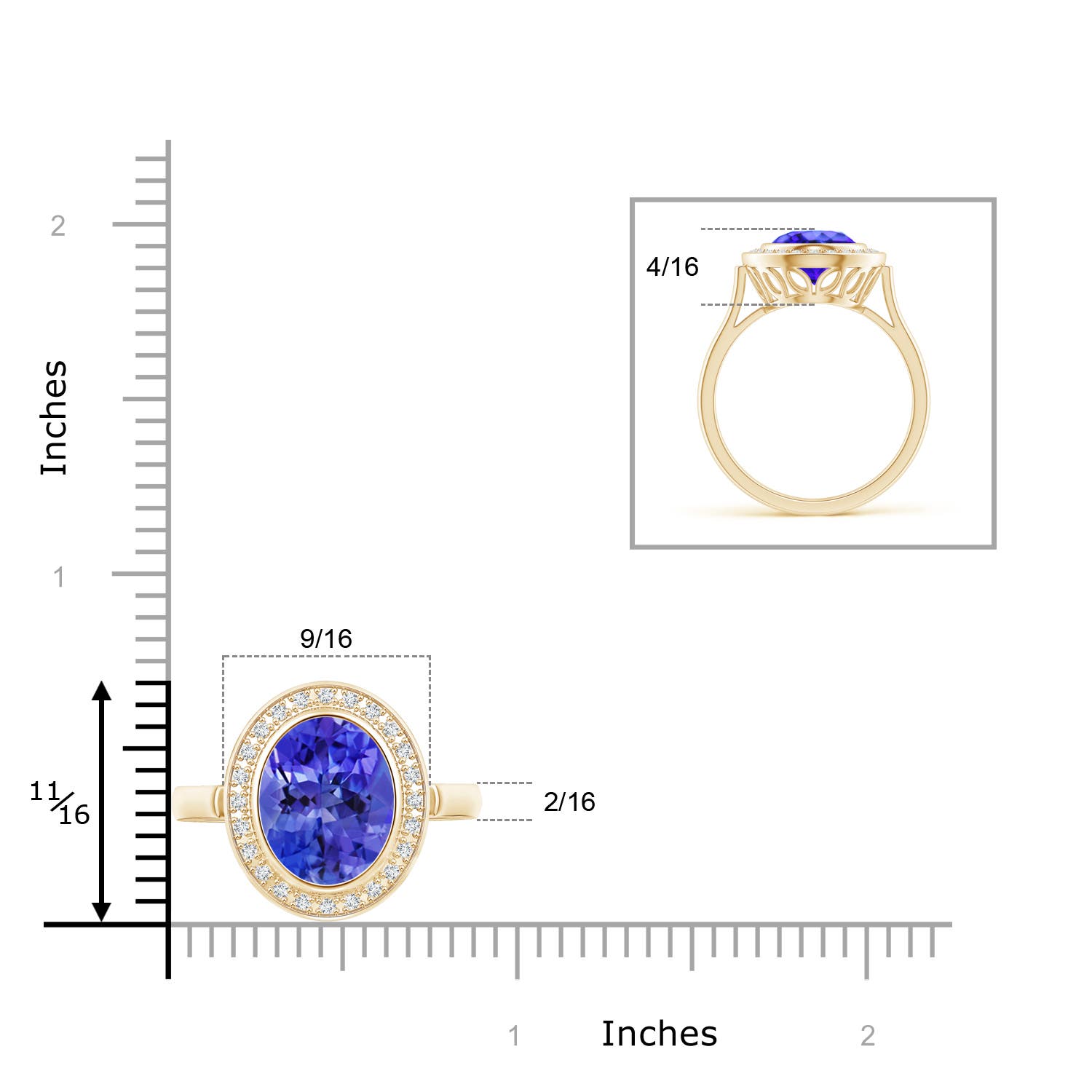 AAA - Tanzanite / 3.69 CT / 14 KT Yellow Gold