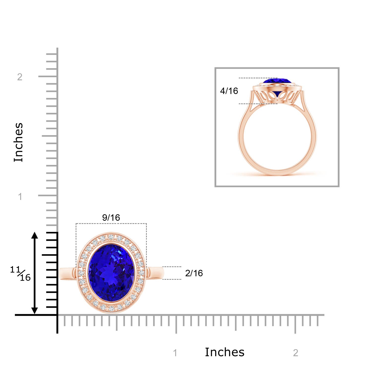 AAAA - Tanzanite / 3.69 CT / 14 KT Rose Gold