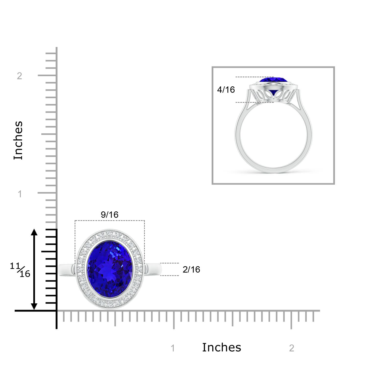 AAAA - Tanzanite / 3.69 CT / 14 KT White Gold