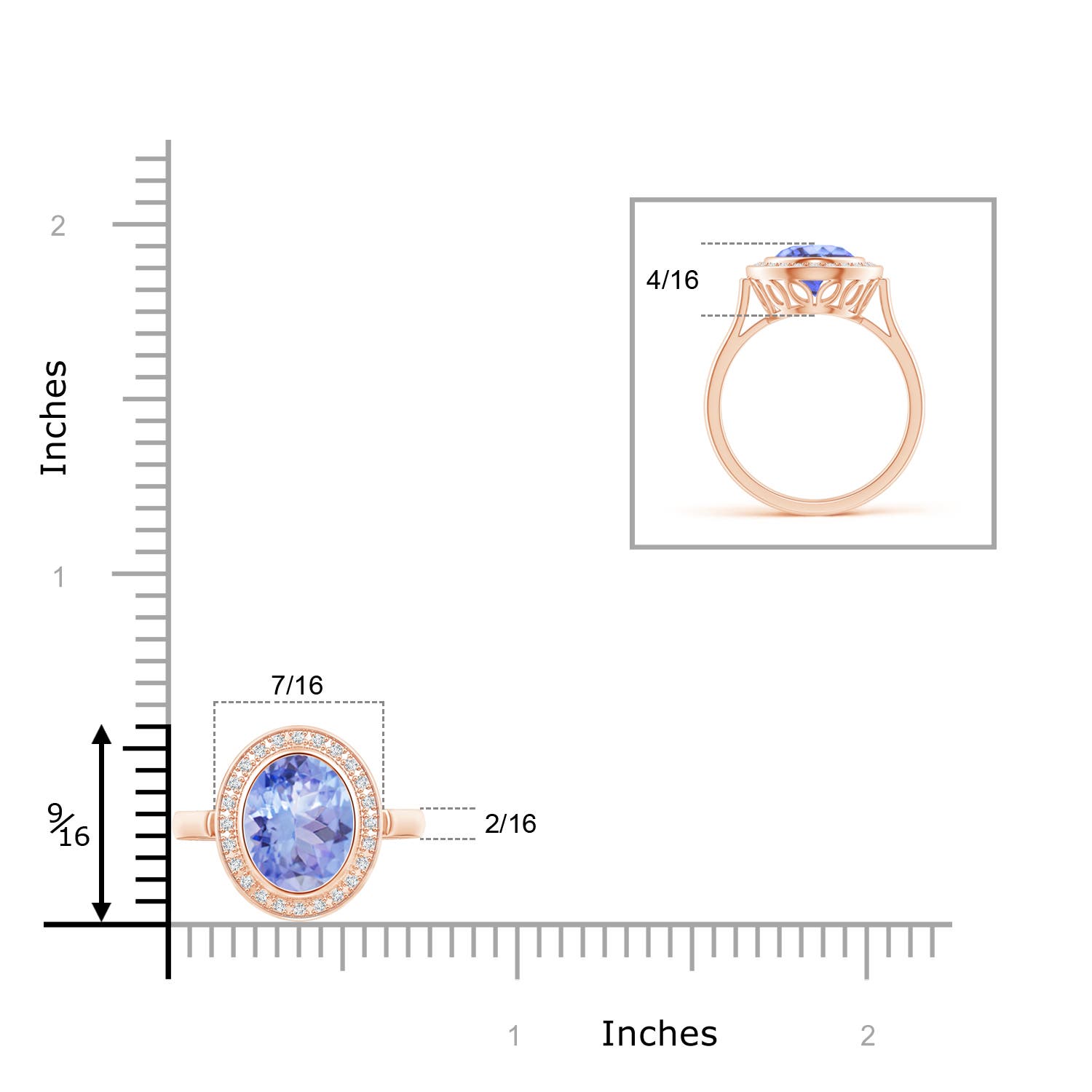 A - Tanzanite / 2 CT / 14 KT Rose Gold