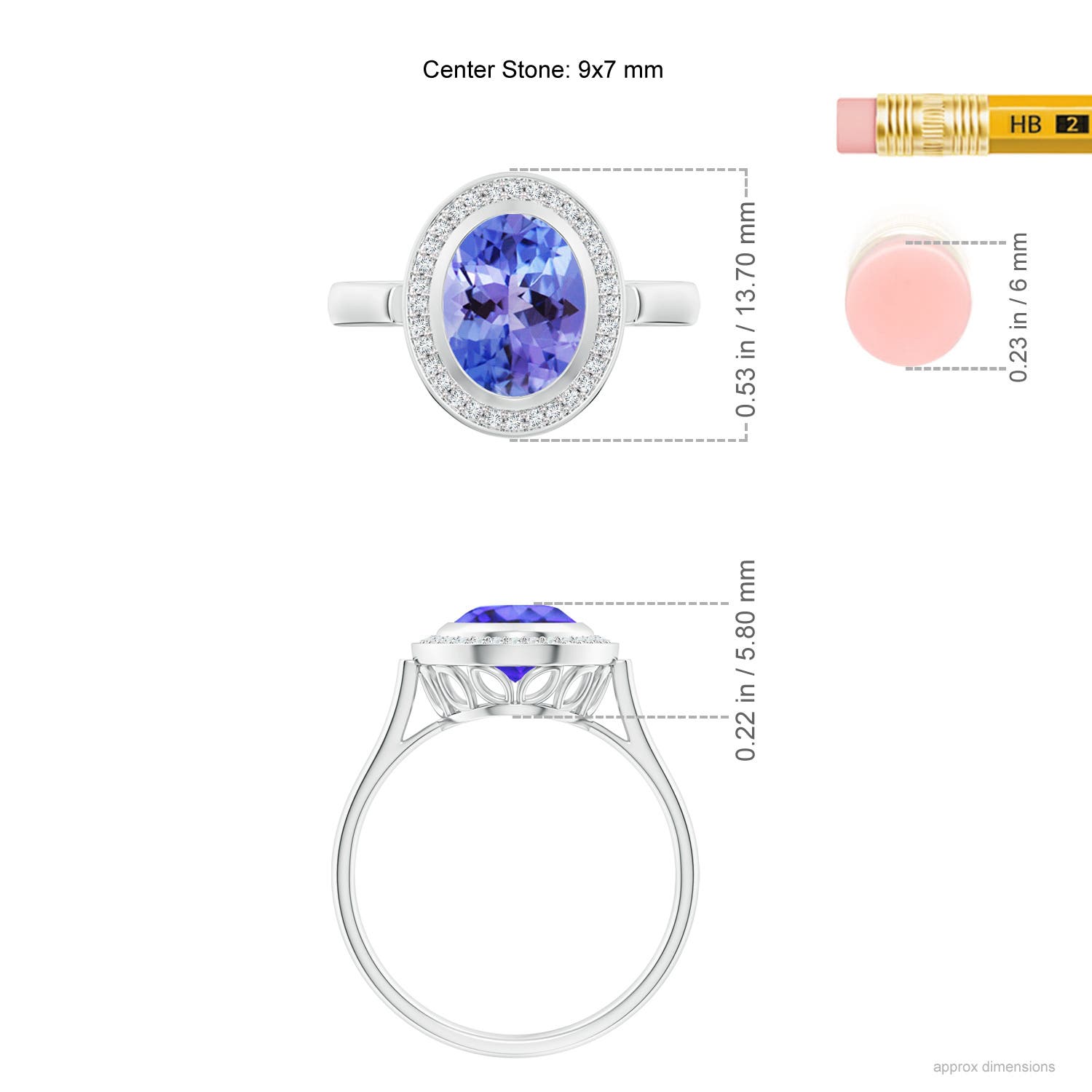 AA - Tanzanite / 2 CT / 14 KT White Gold