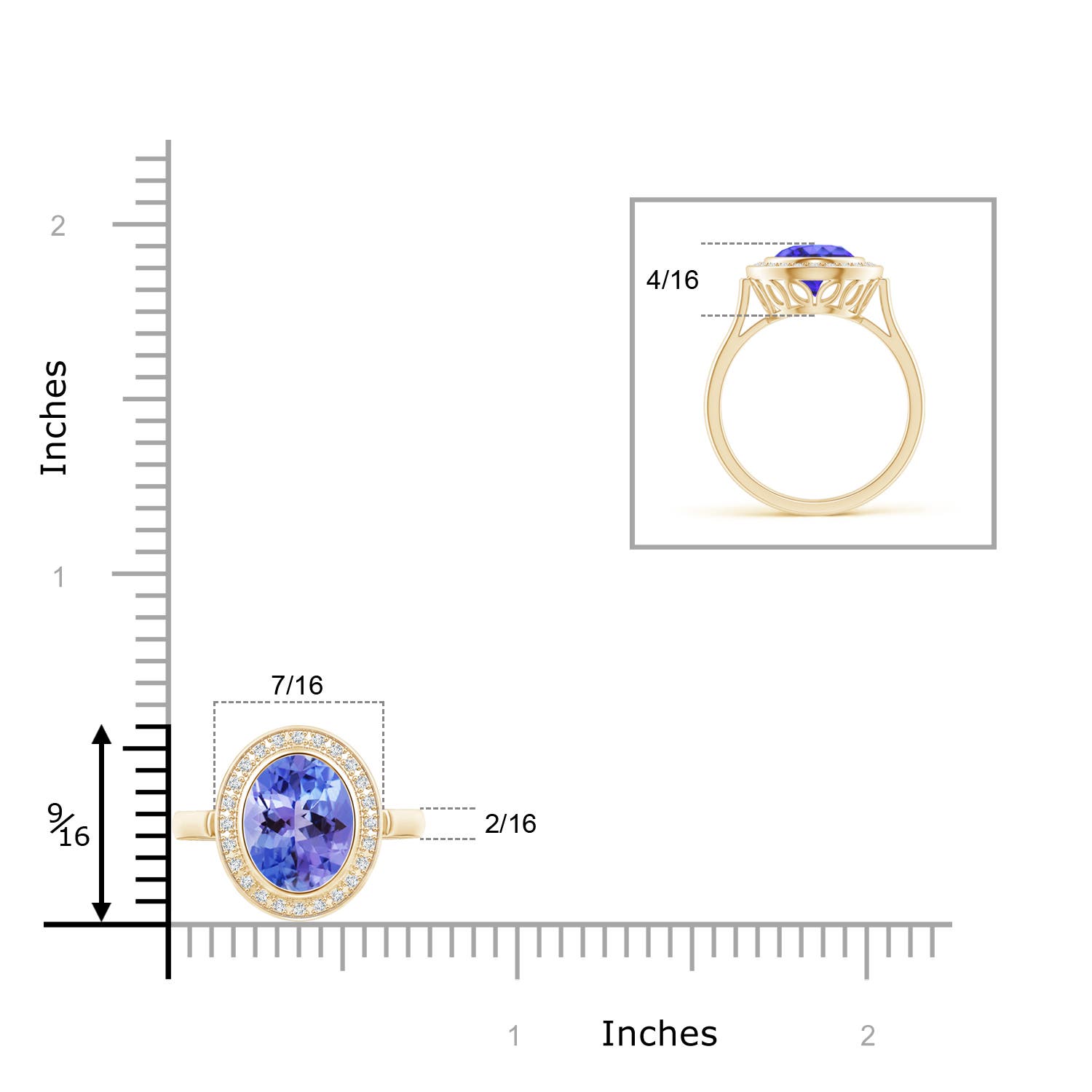 AA - Tanzanite / 2 CT / 14 KT Yellow Gold