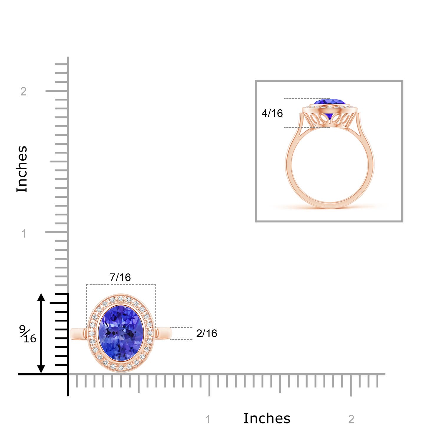 AAA - Tanzanite / 2 CT / 14 KT Rose Gold