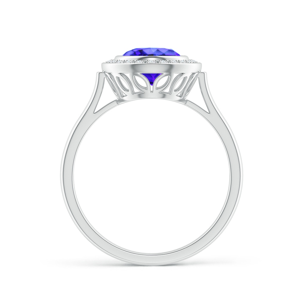 9x7mm AAA Bezel-Set Oval Tanzanite Ring with Diamond Halo in White Gold Product Image