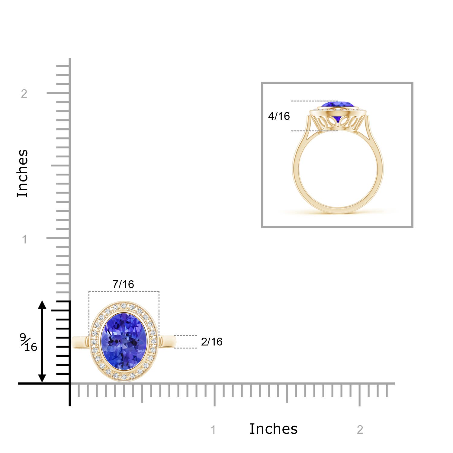 AAA - Tanzanite / 2 CT / 14 KT Yellow Gold