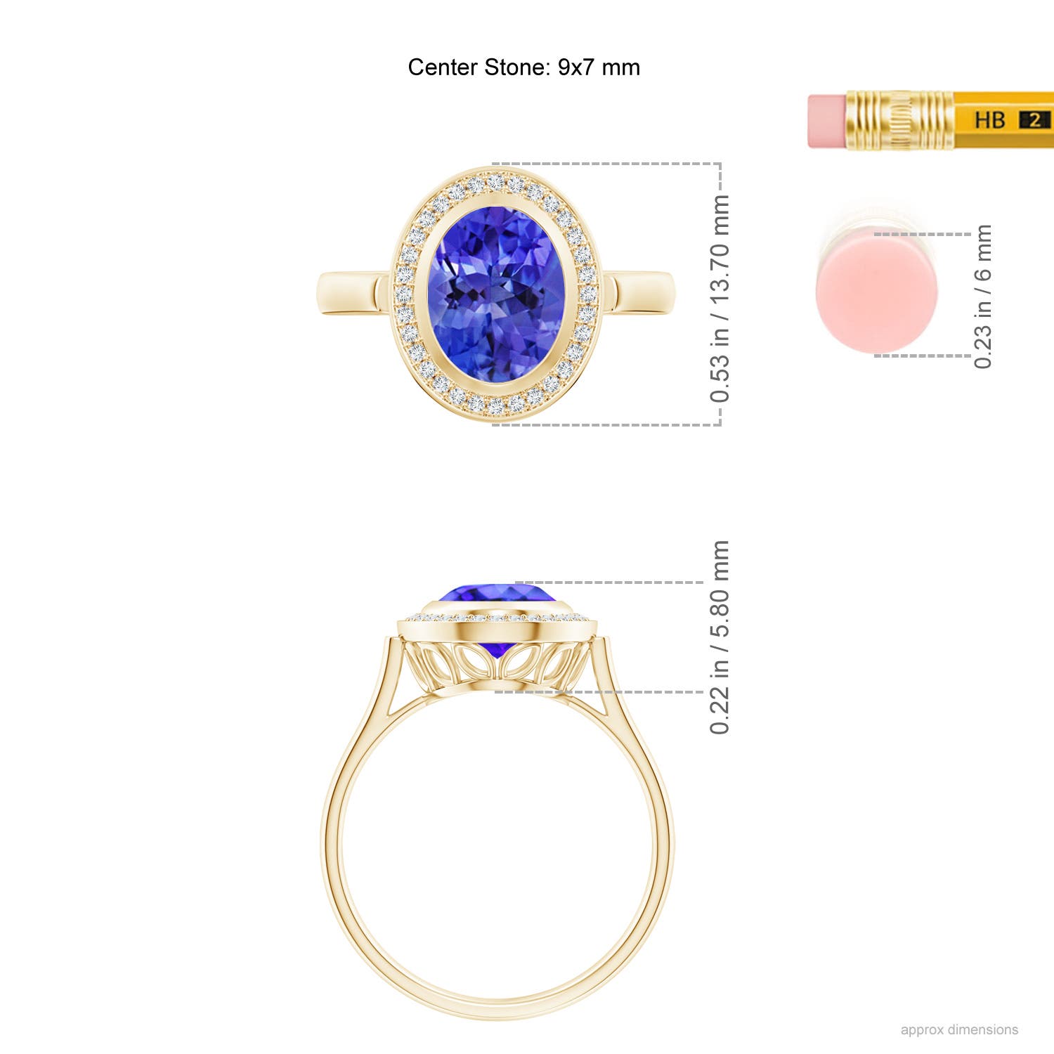 AAA - Tanzanite / 2 CT / 14 KT Yellow Gold